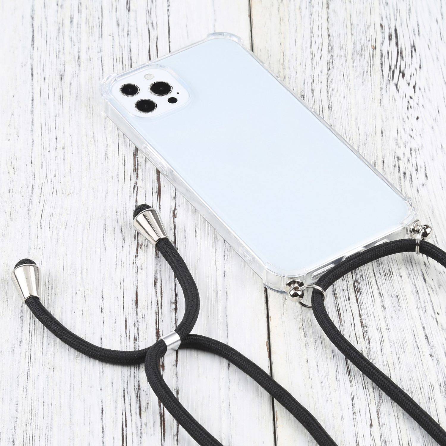 Hülle kompatibel mit Apple iPhone 13 Pro Kunststoff Handykette Cover - Case Handyhülle Schwarz