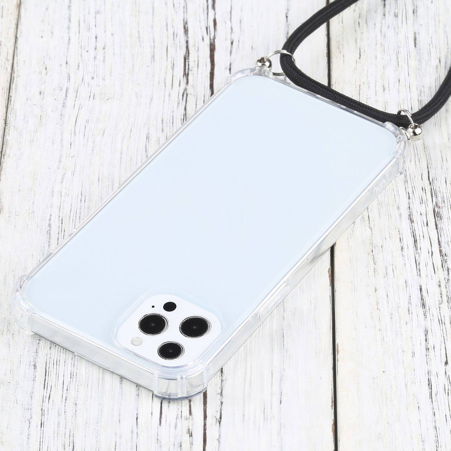 Hülle kompatibel mit Apple iPhone 13 Pro Kunststoff Handykette Cover - Case Handyhülle Schwarz