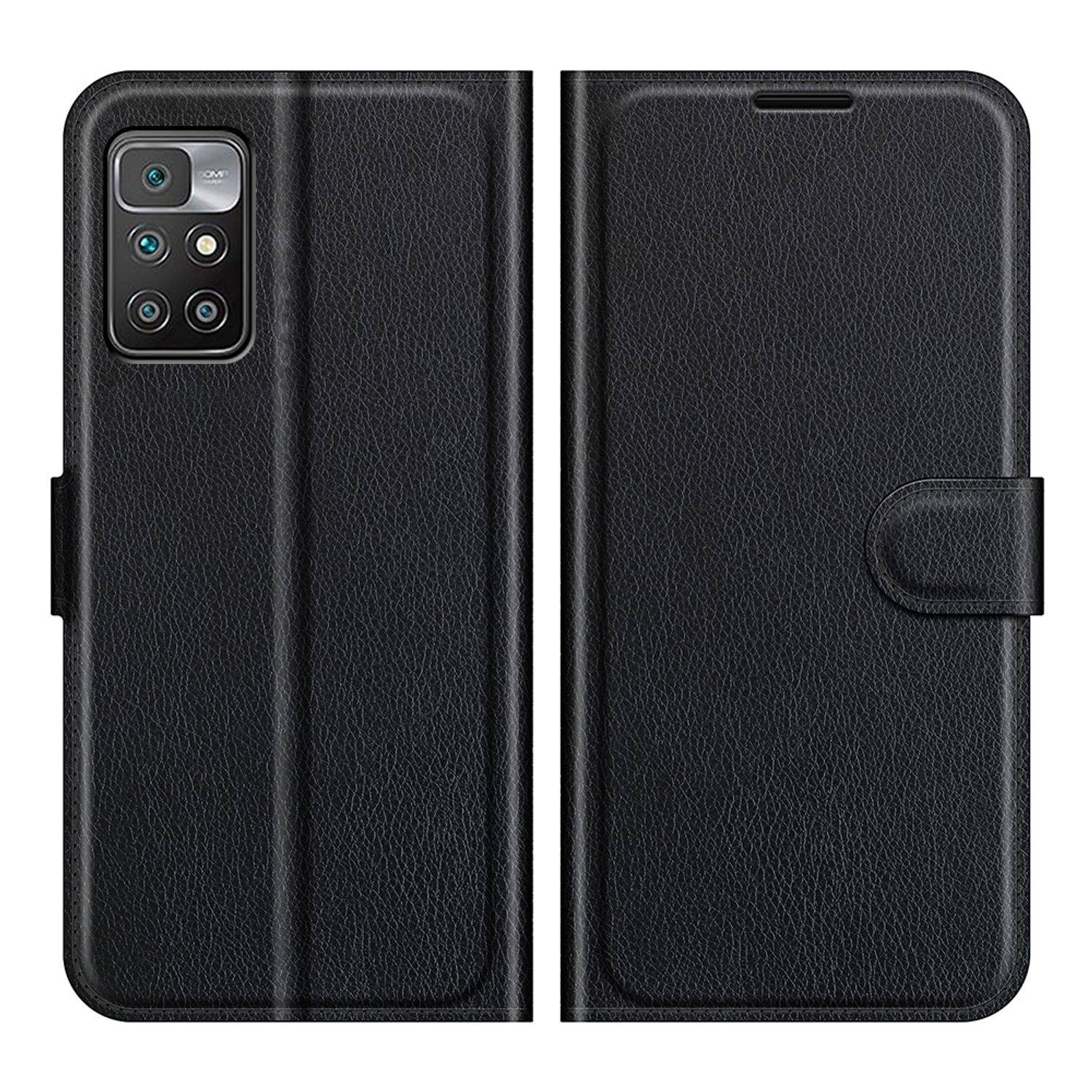 Hülle kompatibel mit Xiaomi Redmi 10 Kunstleder Handyhülle - Handy Case Schwarz
