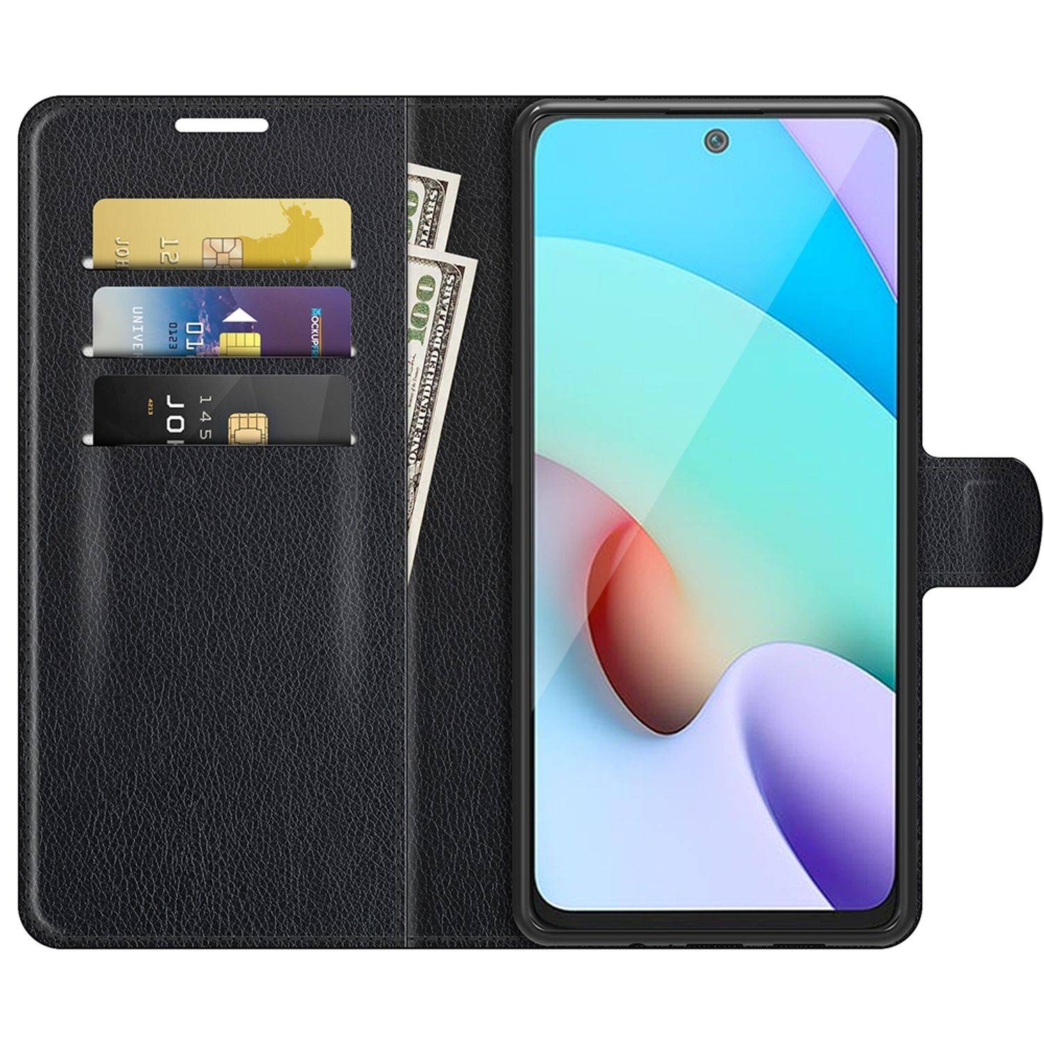 Hülle kompatibel mit Xiaomi Redmi 10 Kunstleder Handyhülle - Handy Case Schwarz