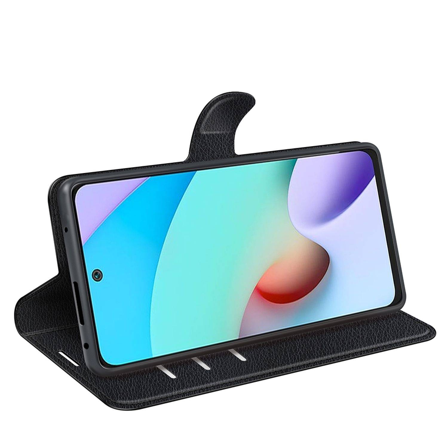 Hülle kompatibel mit Xiaomi Redmi 10 Kunstleder Handyhülle - Handy Case Schwarz