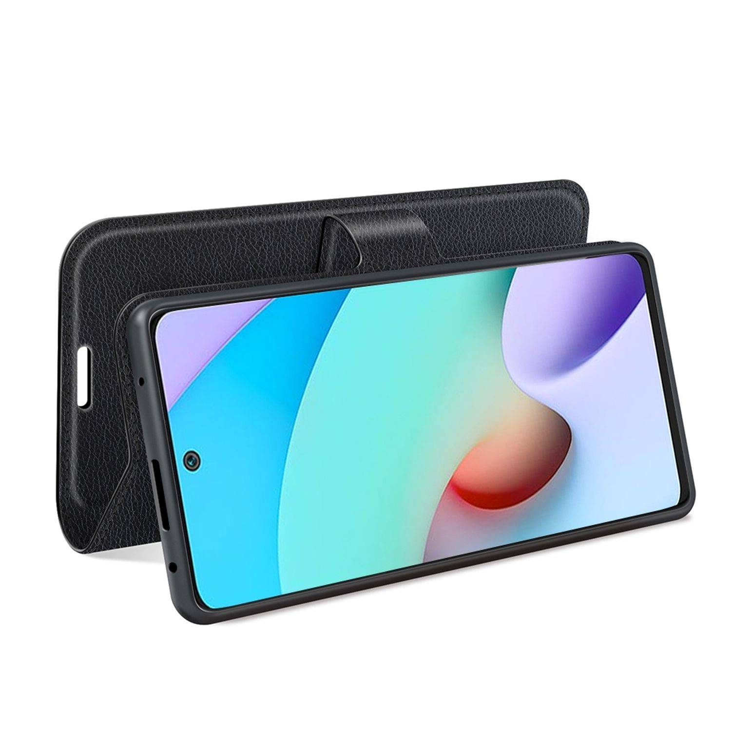 Hülle kompatibel mit Xiaomi Redmi 10 Kunstleder Handyhülle - Handy Case Schwarz
