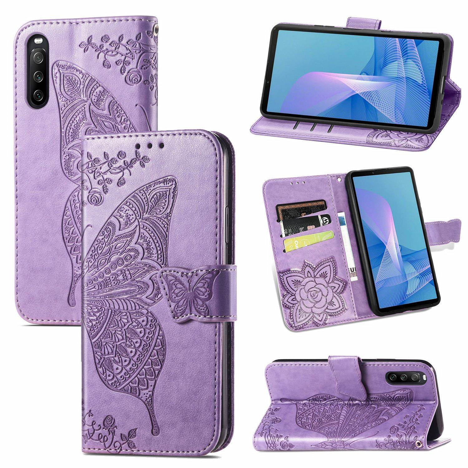 Hülle kompatibel mit Sony Xperia 10 III Kunstleder Handyhülle - Handy Case Violett Hell