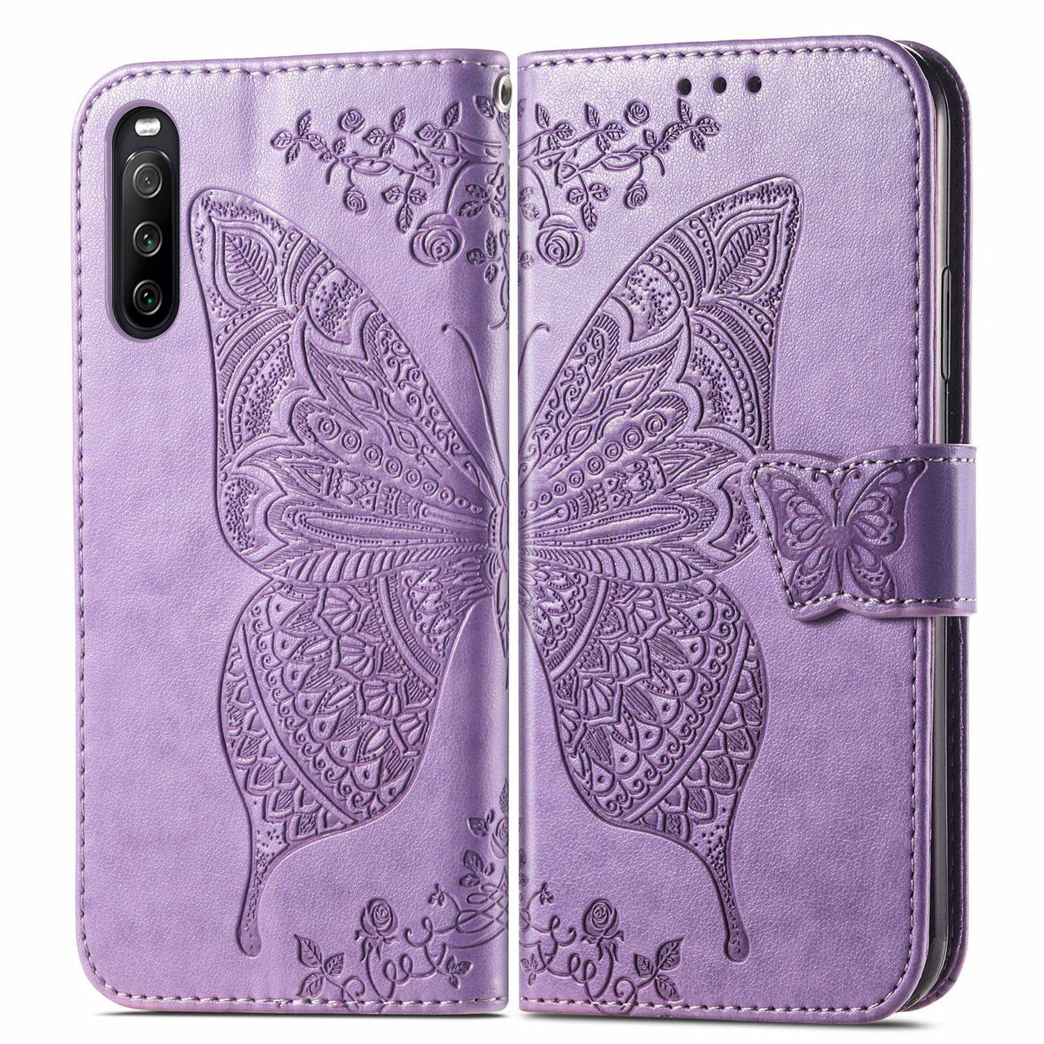 Hülle kompatibel mit Sony Xperia 10 III Kunstleder Handyhülle - Handy Case Violett Hell