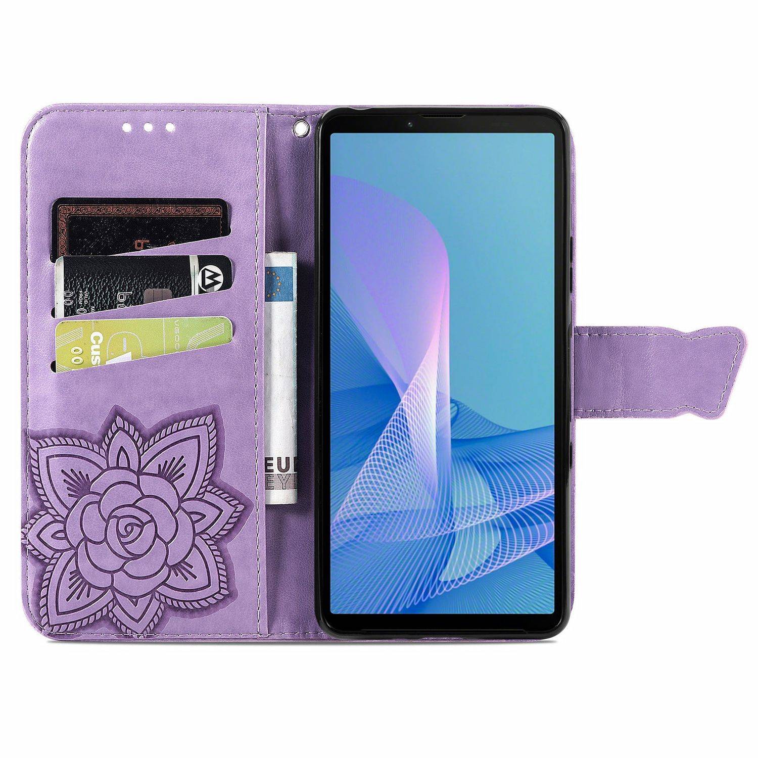 Hülle kompatibel mit Sony Xperia 10 III Kunstleder Handyhülle - Handy Case Violett Hell
