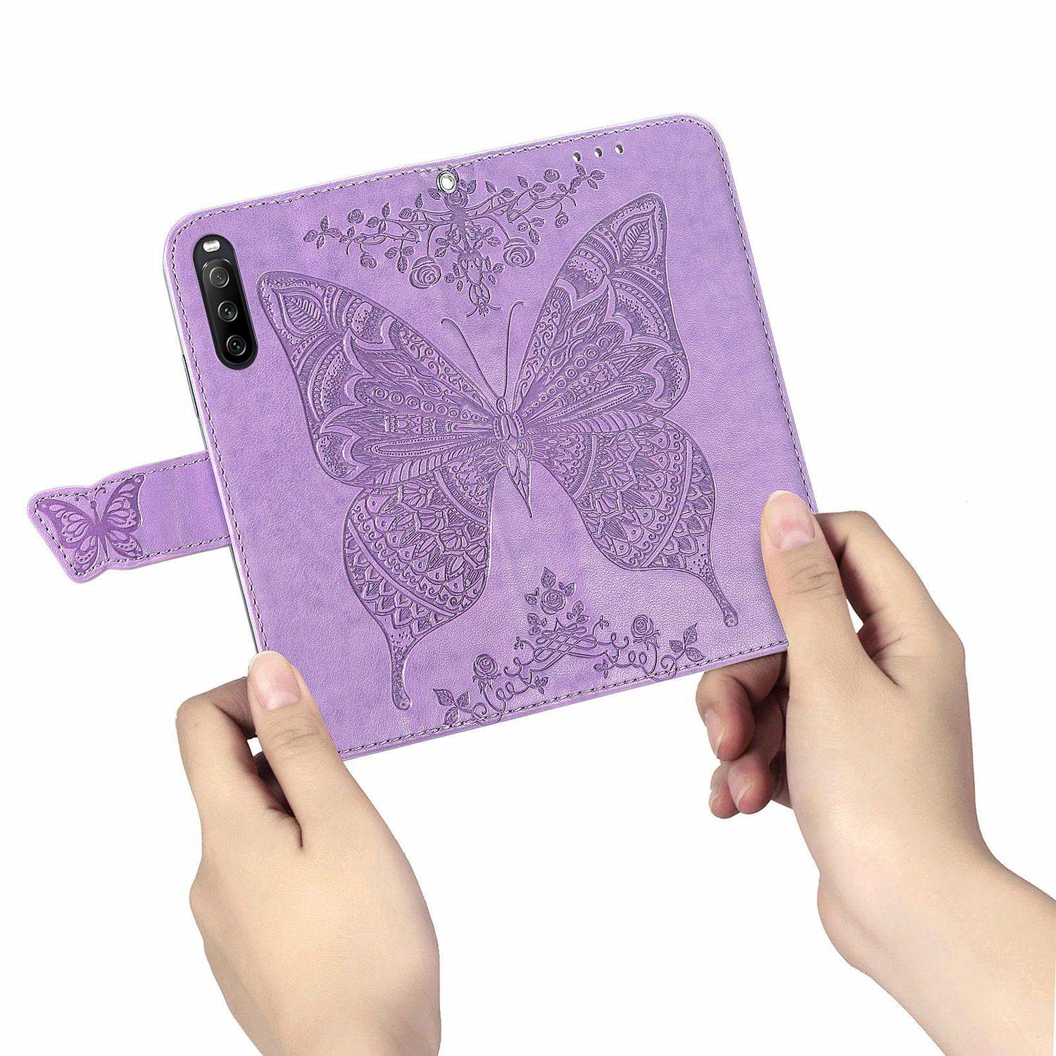 Hülle kompatibel mit Sony Xperia 10 III Kunstleder Handyhülle - Handy Case Violett Hell