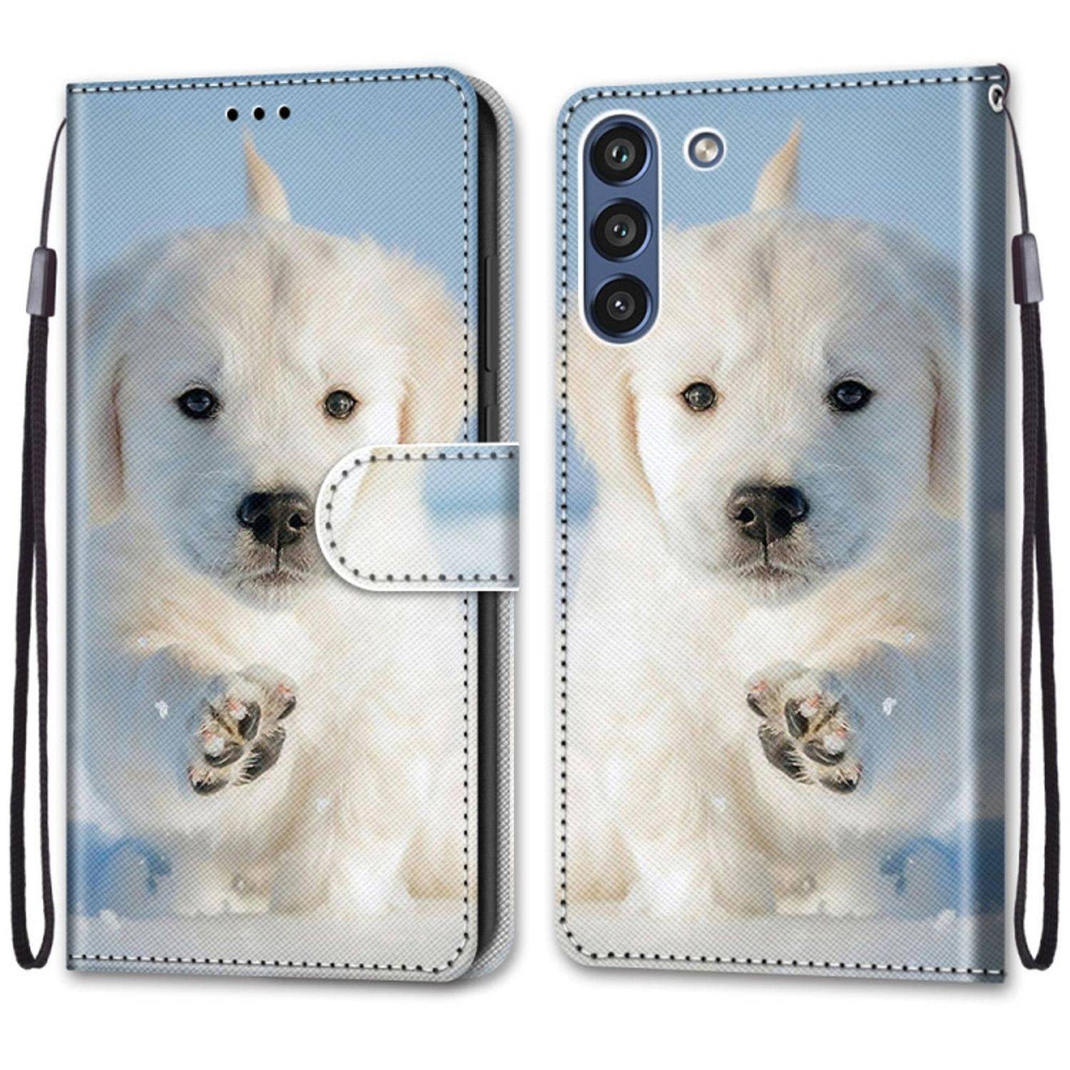 Hülle kompatibel mit Samsung Galaxy S21 FE Kunstleder Handyhülle - Handy Case Schnee-Welpe