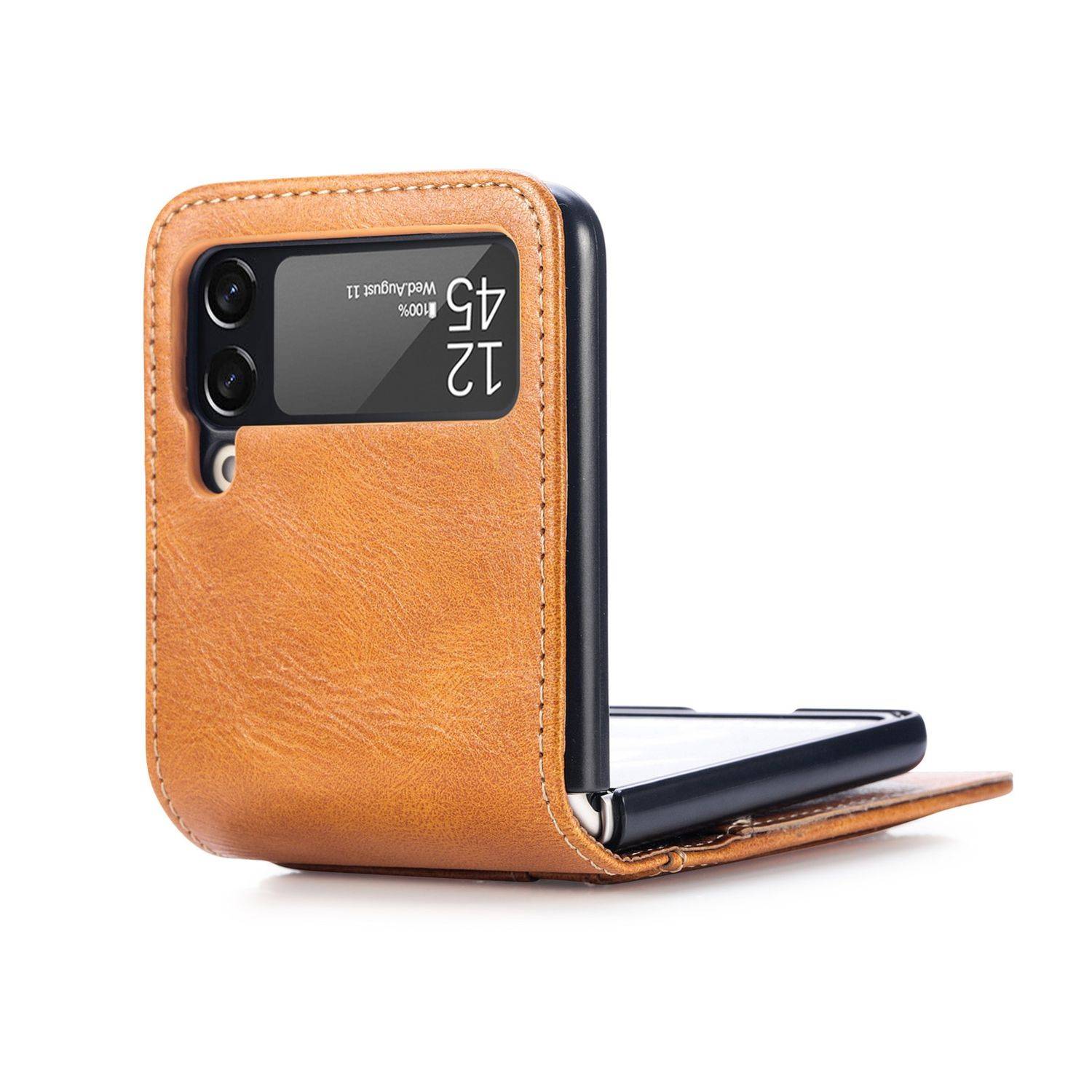 Hülle kompatibel mit Samsung Galaxy Z Flip3 5G Kunststoff Soft Handyhülle - Handy Case Braun