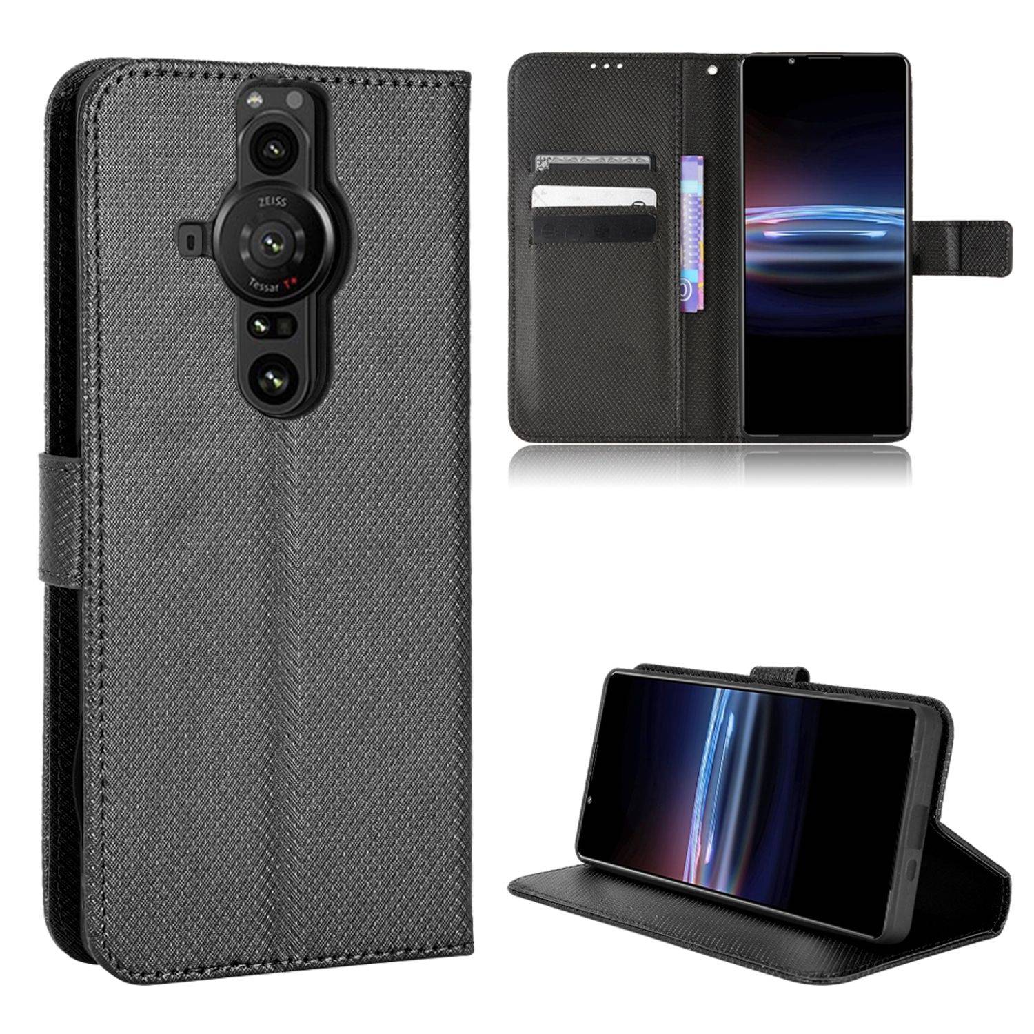 Hülle kompatibel mit Sony Xperia PRO-I Kunstleder Handyhülle - Handy Case Schwarz