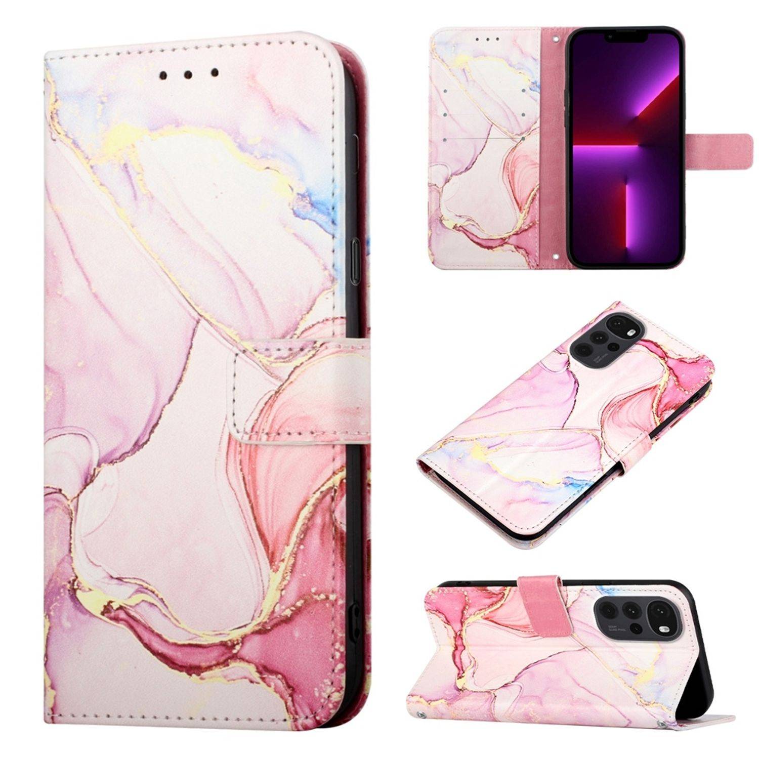 Hülle kompatibel mit Motorola Moto G22 Kunstleder Handyhülle - Handy Case Rosengold