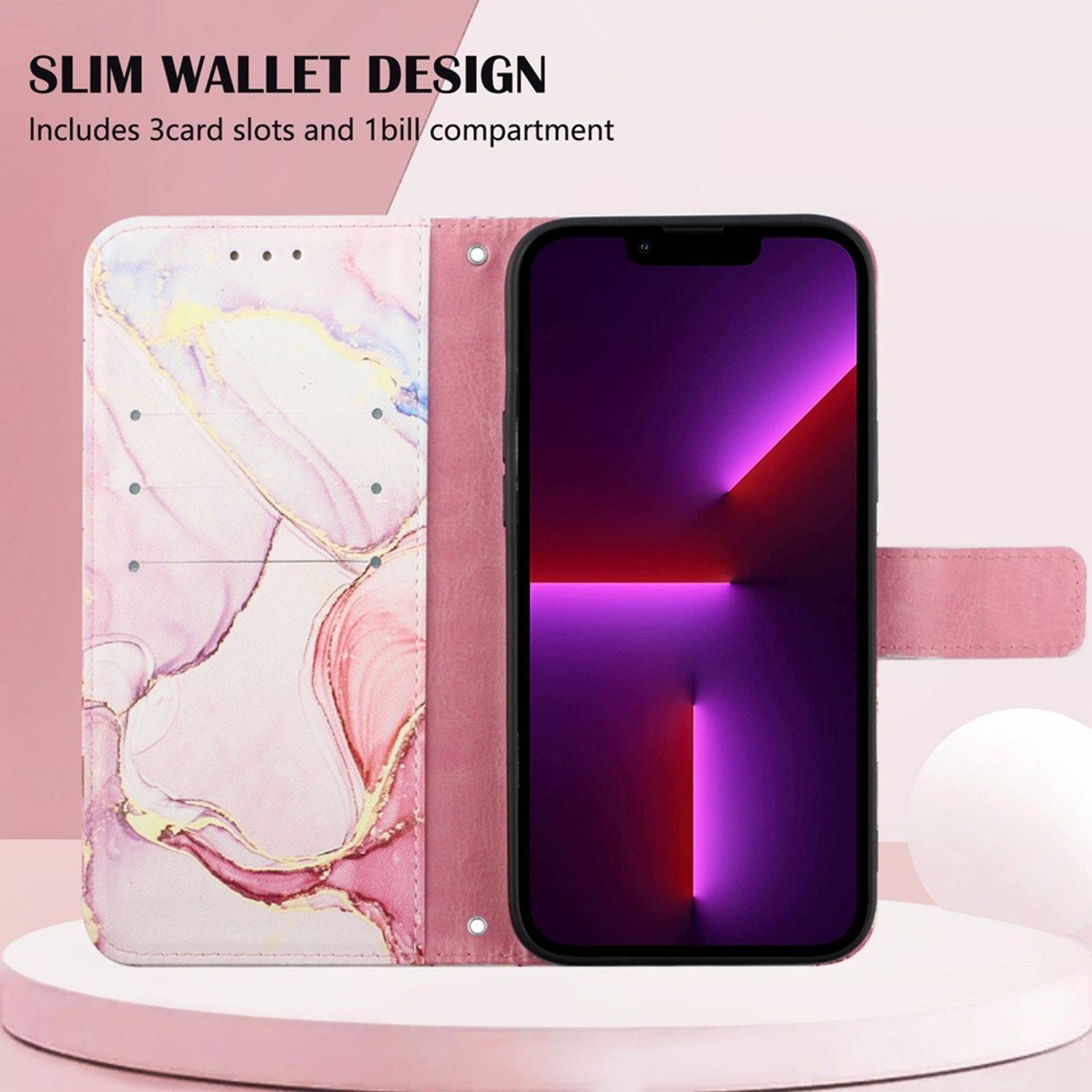 Hülle kompatibel mit Motorola Moto G22 Kunstleder Handyhülle - Handy Case Rosengold