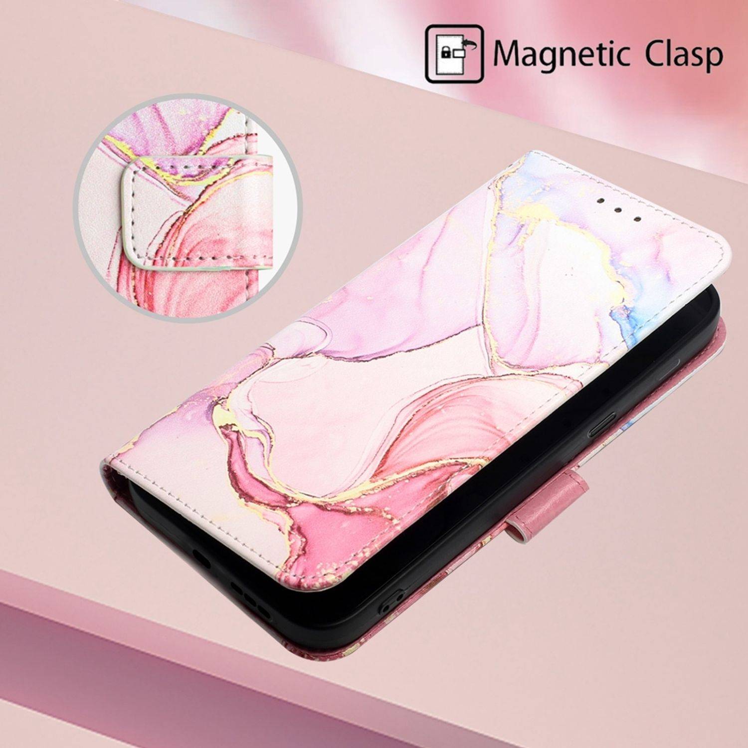 Hülle kompatibel mit Motorola Moto G22 Kunstleder Handyhülle - Handy Case Rosengold