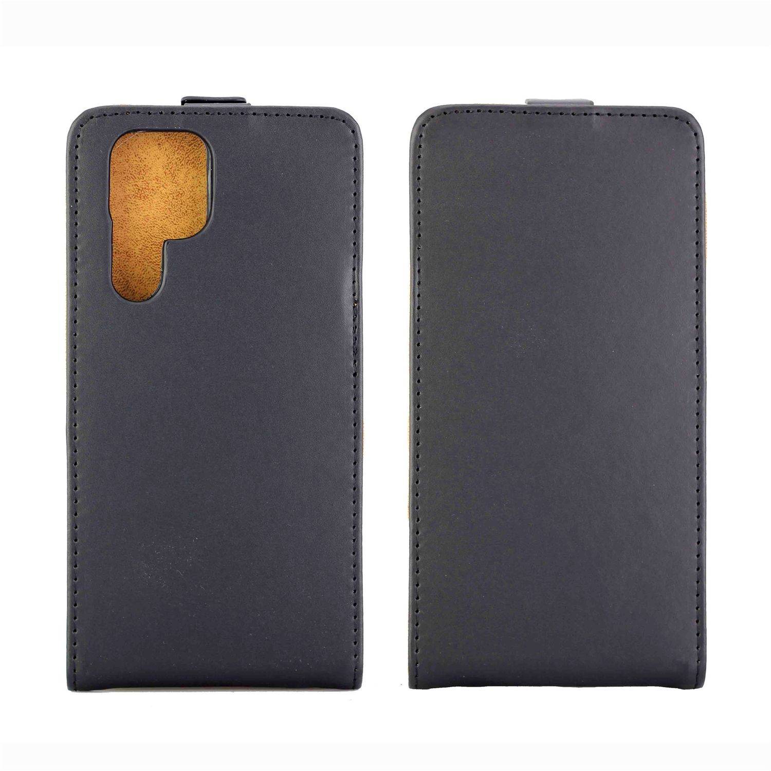 Hülle kompatibel mit Samsung Galaxy S22 Ultra 5G Kunstleder Handyhülle - Handy Case Schwarz