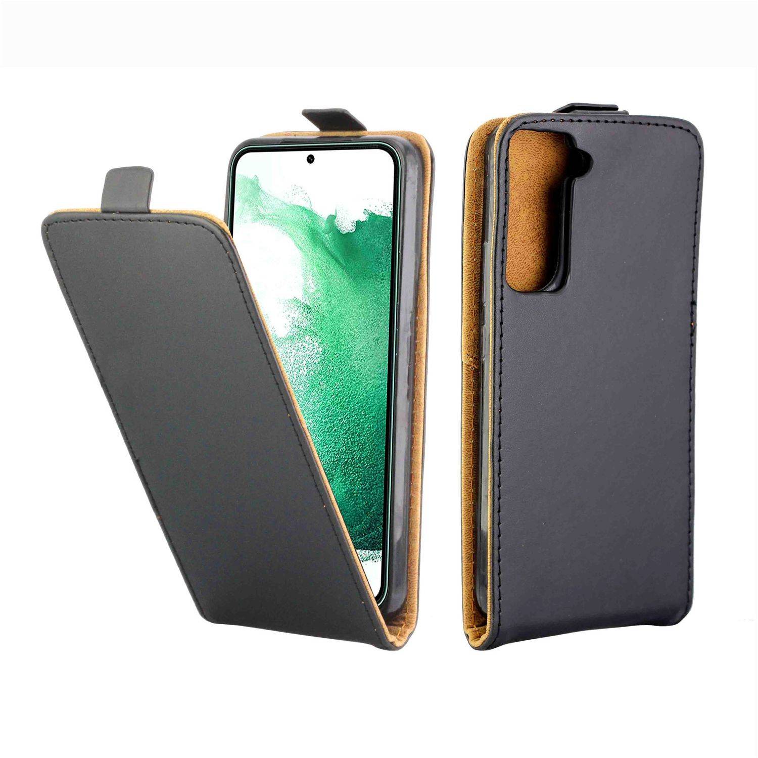 Hülle kompatibel mit Samsung Galaxy S22 Plus 5G Kunstleder Handyhülle - Handy Case Schwarz