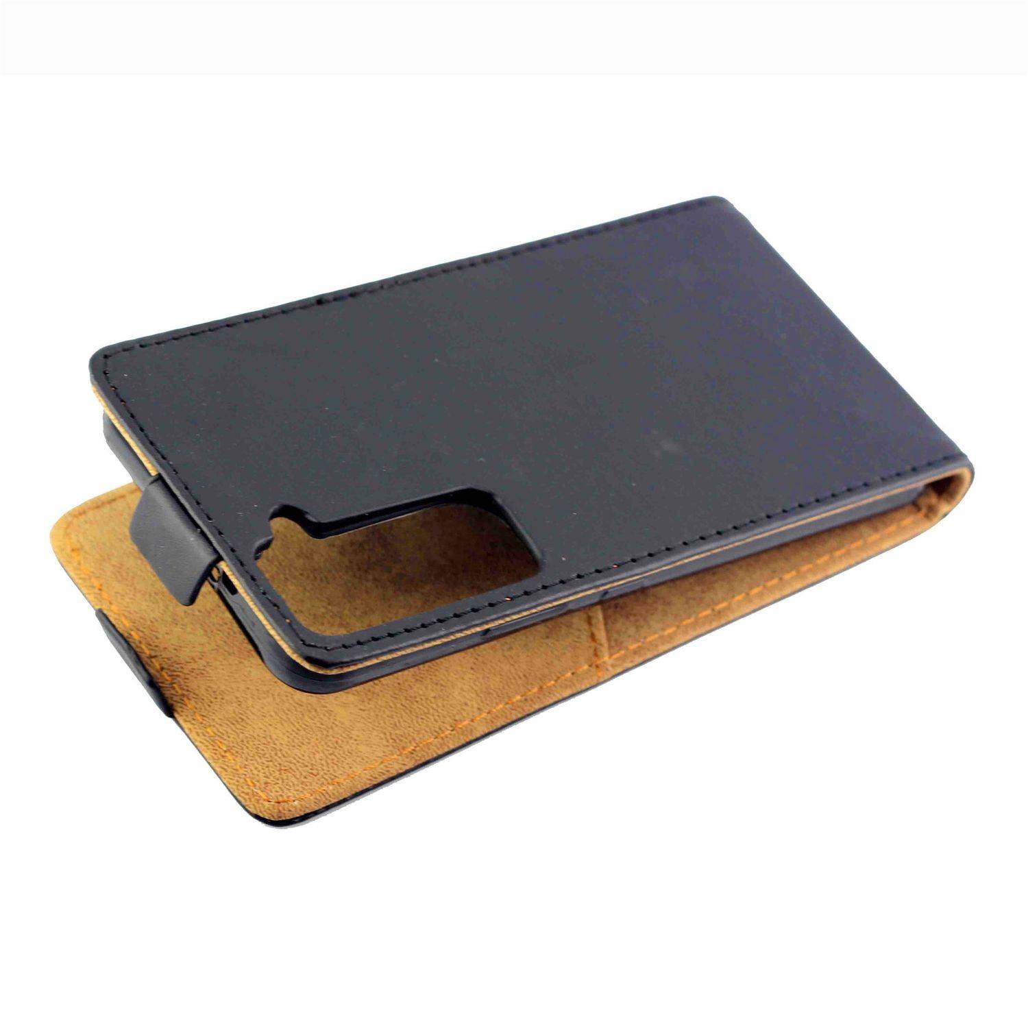 Hülle kompatibel mit Samsung Galaxy S22 5G Kunstleder Handyhülle - Handy Case Schwarz