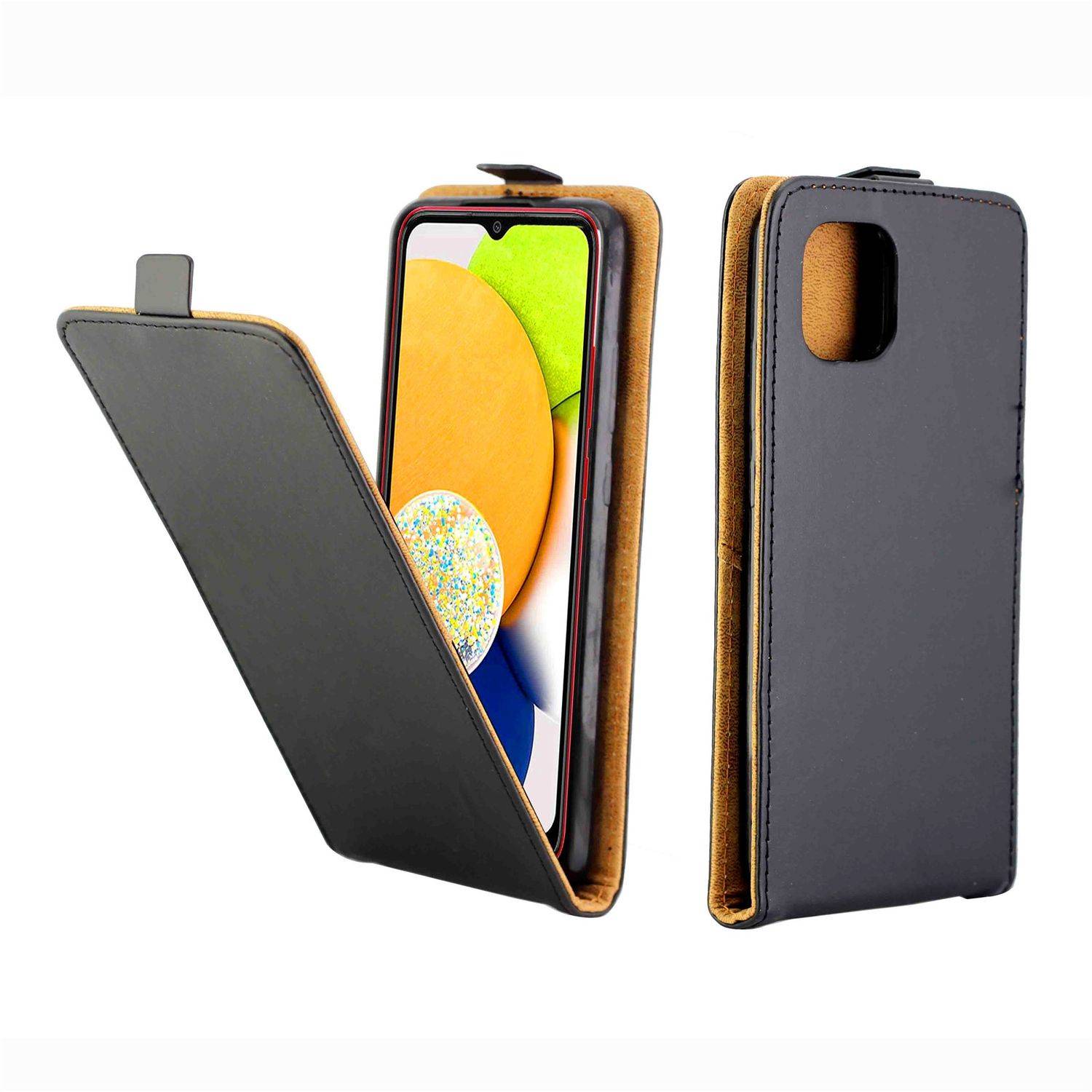 Hülle kompatibel mit Samsung Galaxy A03 Kunstleder Handyhülle - Handy Case Schwarz