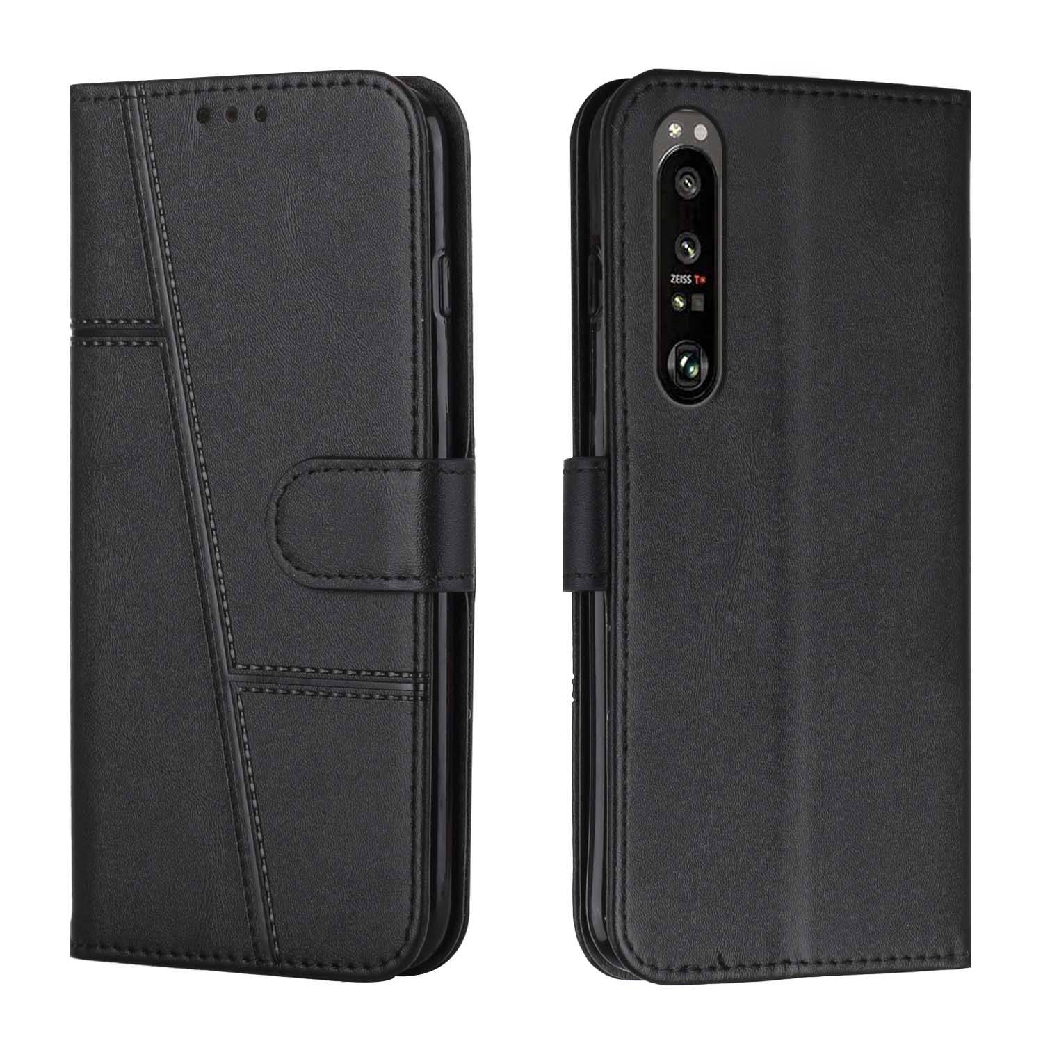 Hülle kompatibel mit Sony Xperia 1 III Kunstleder Handyhülle - Handy Case Schwarz