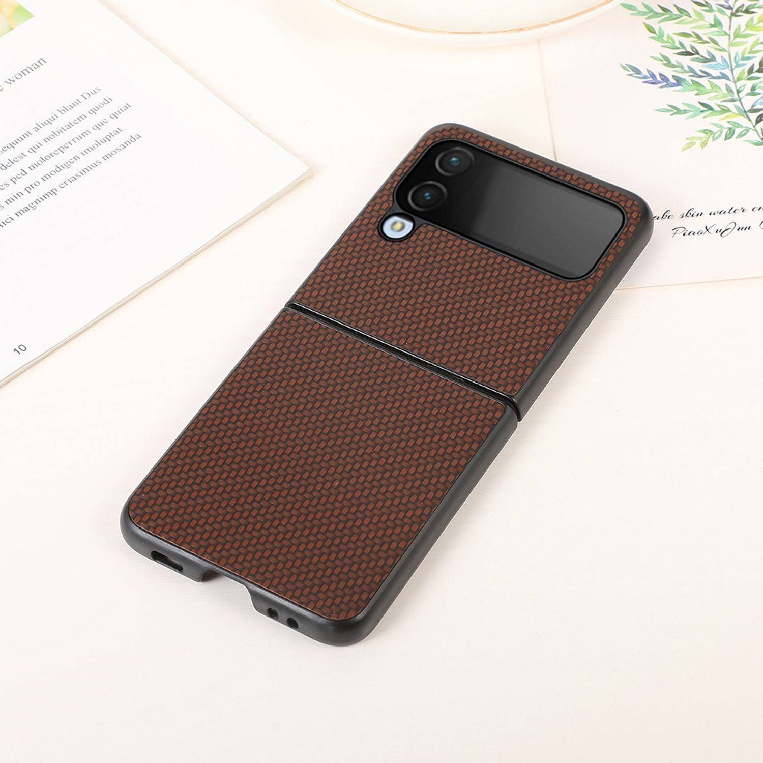Hülle kompatibel mit Samsung Galaxy Z Flip4 5G Kunststoff Soft Handyhülle - Handy Case Braun