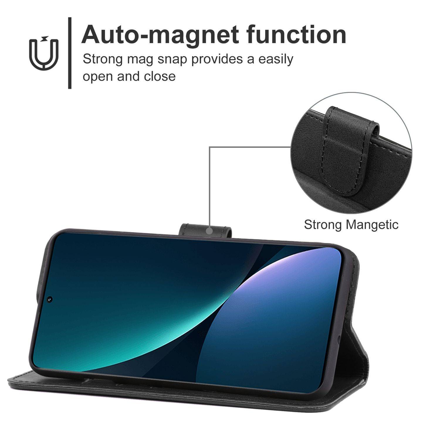 Hülle kompatibel mit Xiaomi 12 Pro Dimensity Kunstleder Handyhülle - Handy Case Schwarz