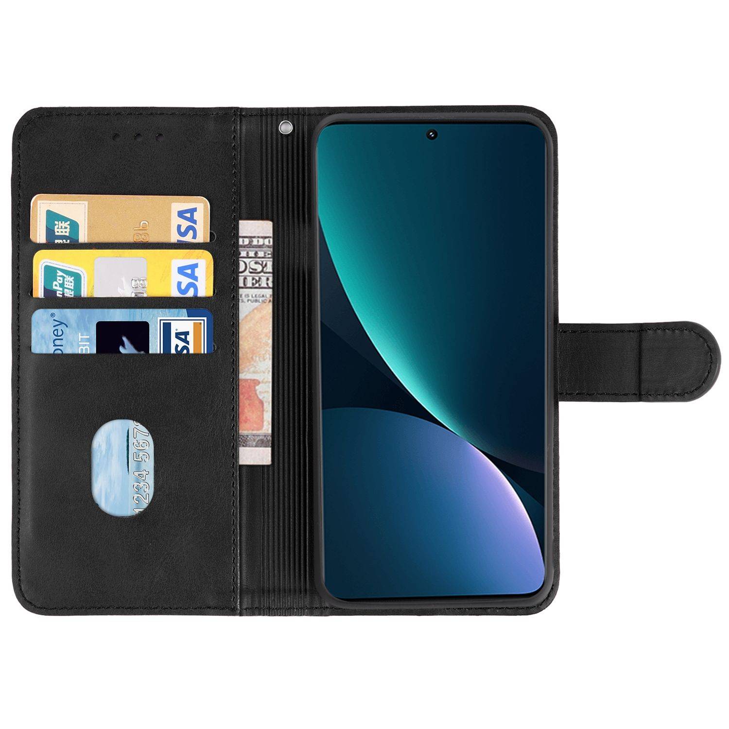 Hülle kompatibel mit Xiaomi 12 Pro Dimensity Kunstleder Handyhülle - Handy Case Schwarz