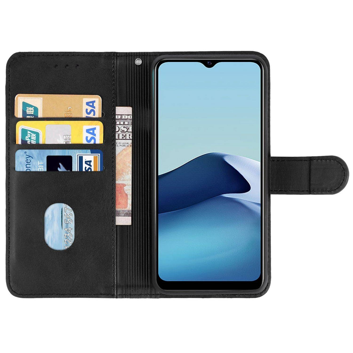 Hülle kompatibel mit vivo Y20 2021 Kunstleder Handyhülle - Handy Case Schwarz