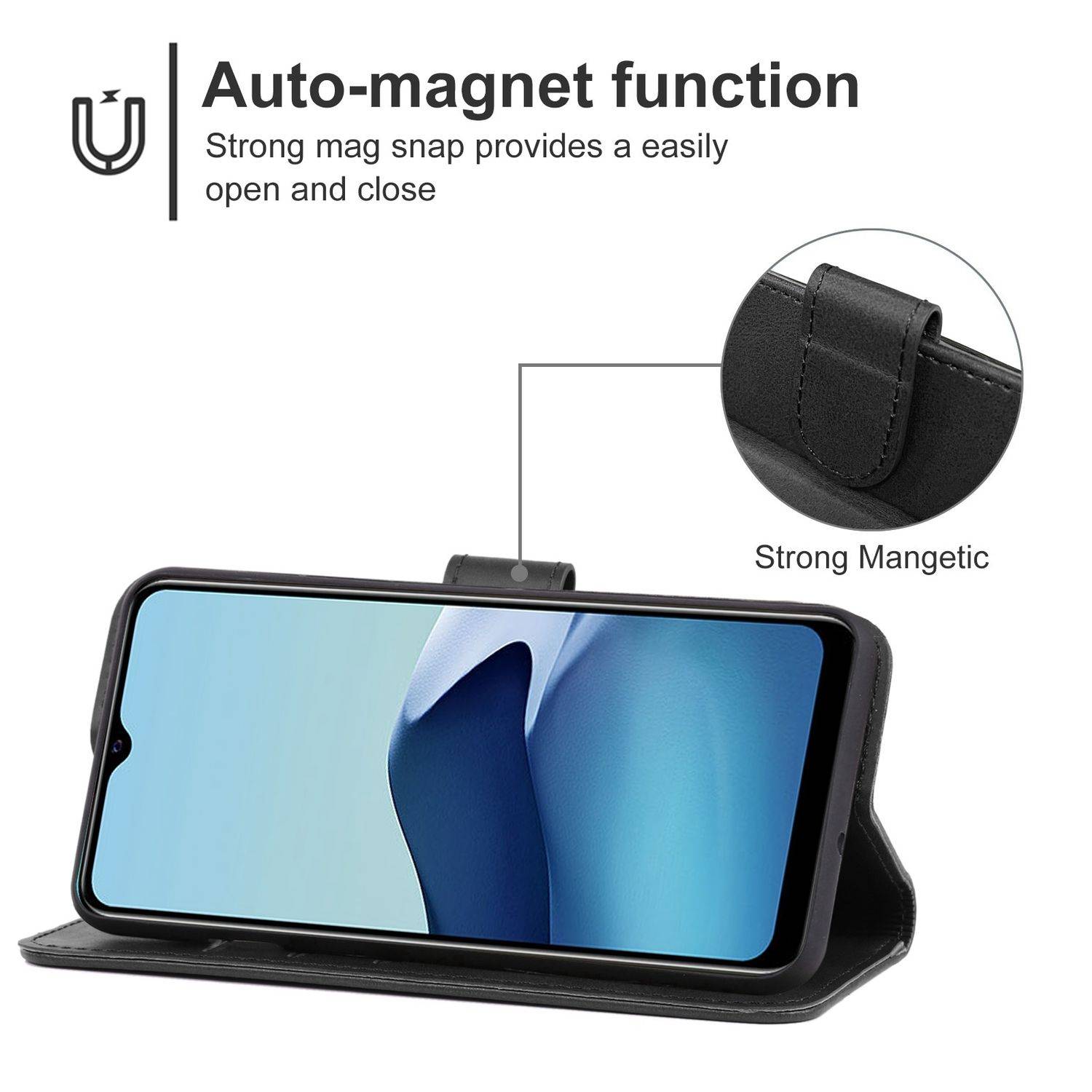 Hülle kompatibel mit vivo Y20 2021 Kunstleder Handyhülle - Handy Case Schwarz