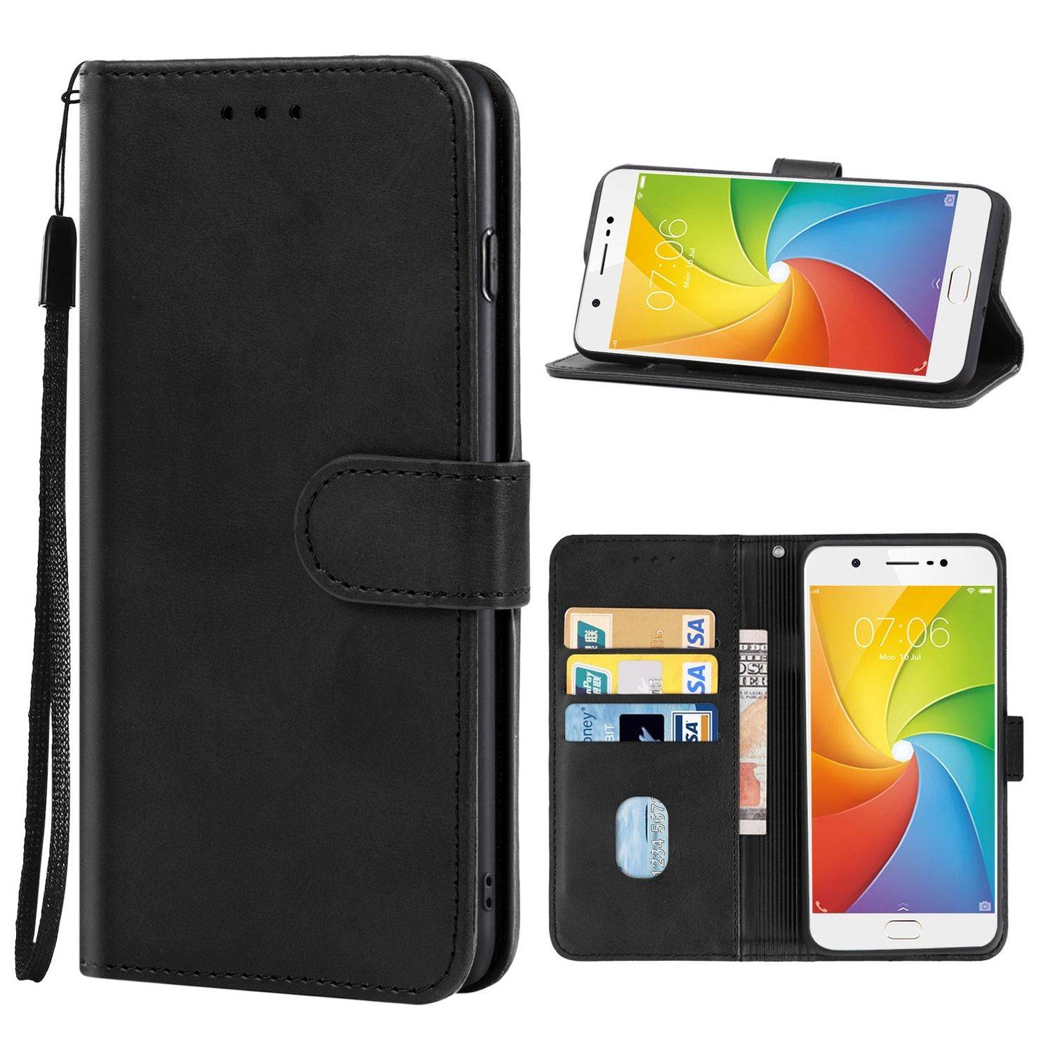 Hülle kompatibel mit vivo Y69 Kunstleder Handyhülle - Handy Case Schwarz