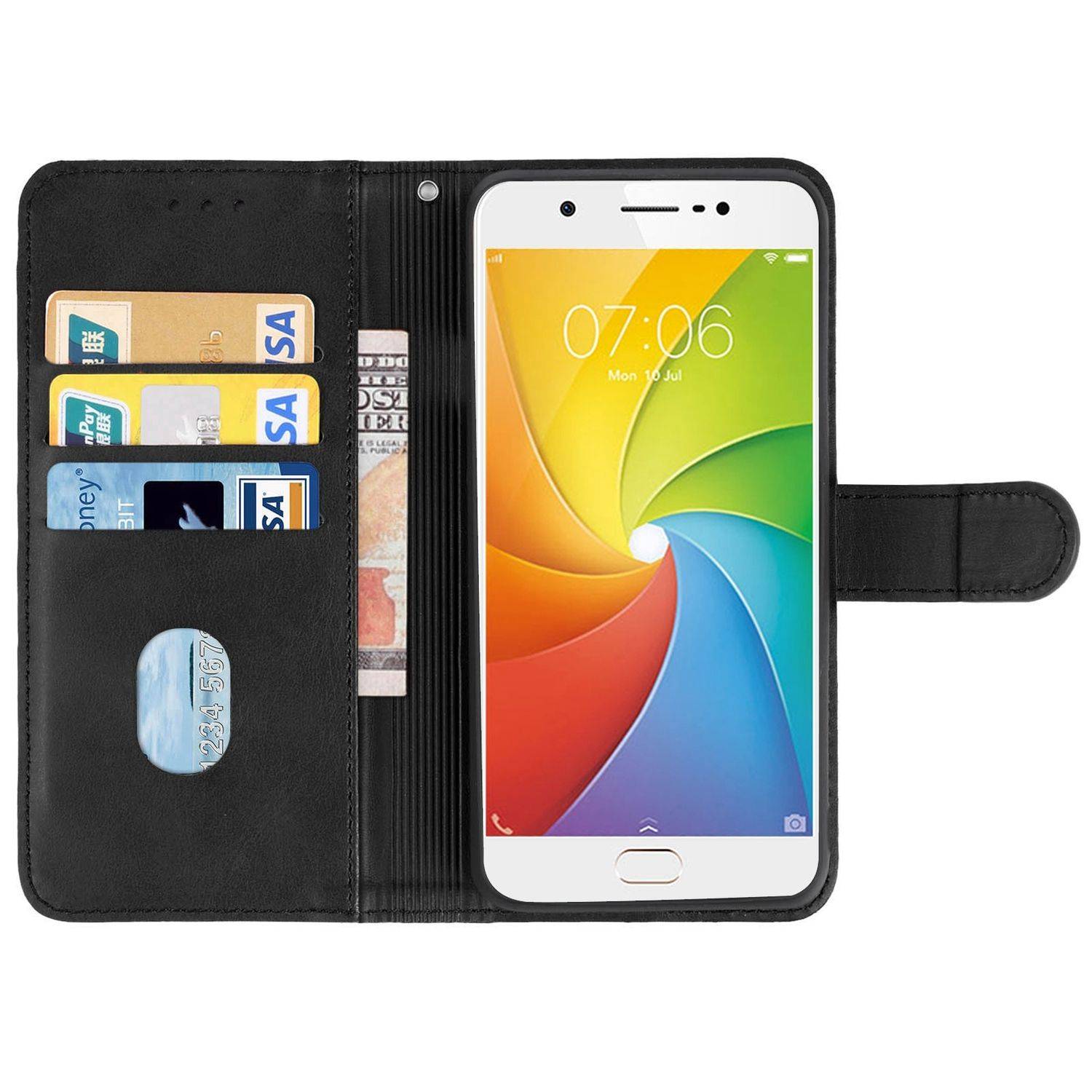 Hülle kompatibel mit vivo Y69 Kunstleder Handyhülle - Handy Case Schwarz