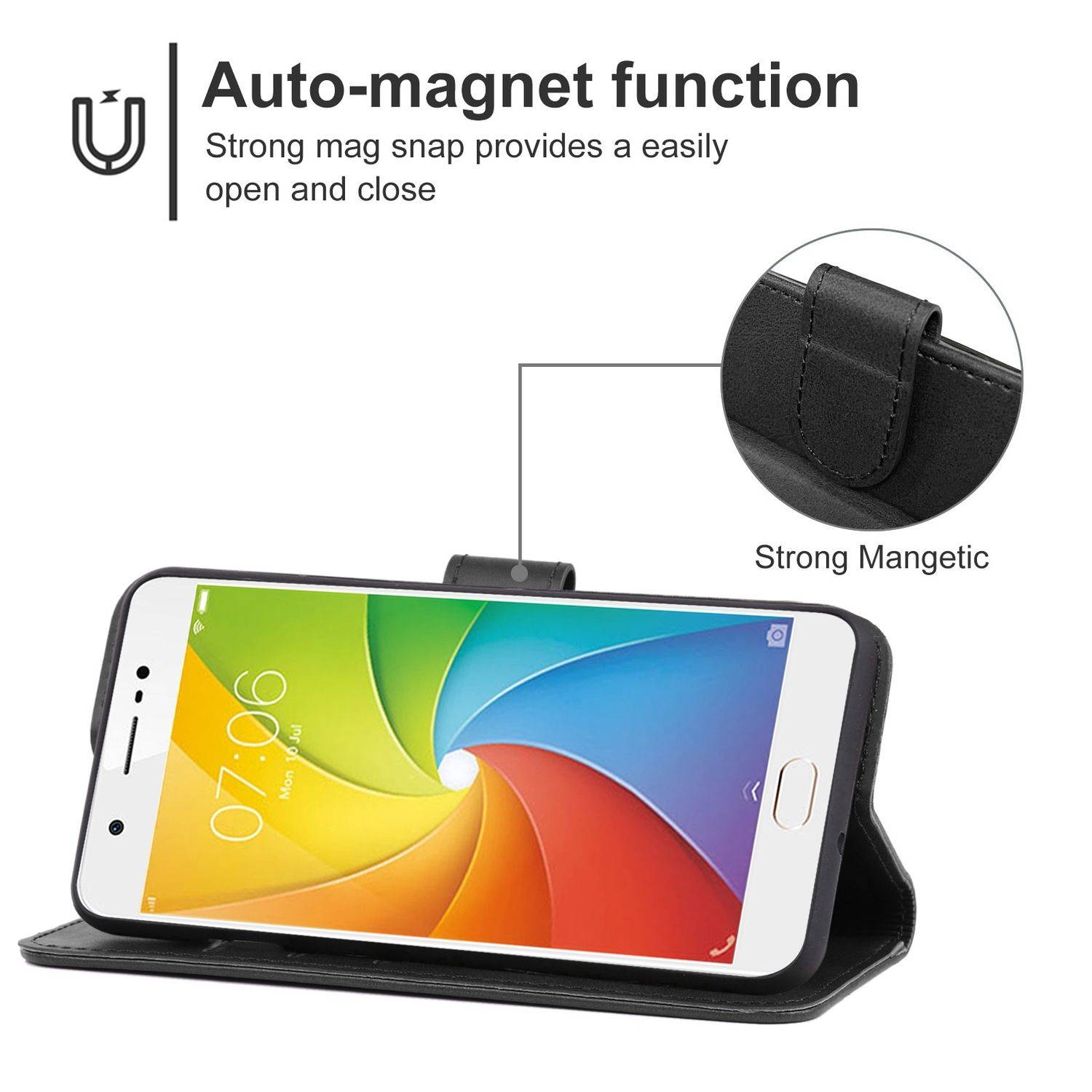 Hülle kompatibel mit vivo Y69 Kunstleder Handyhülle - Handy Case Schwarz