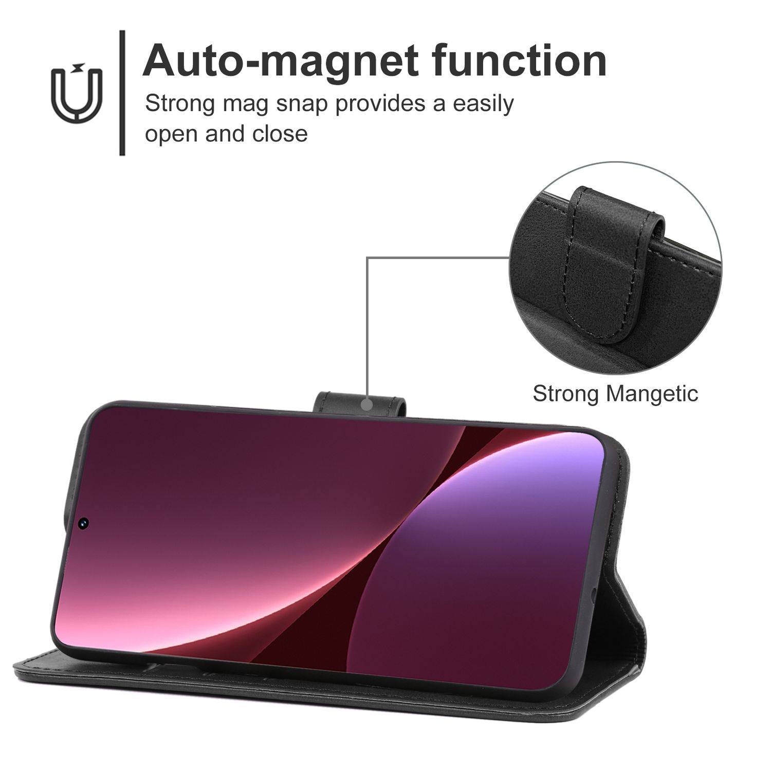 Hülle kompatibel mit Xiaomi 12 Lite Kunstleder Handyhülle - Handy Case Schwarz