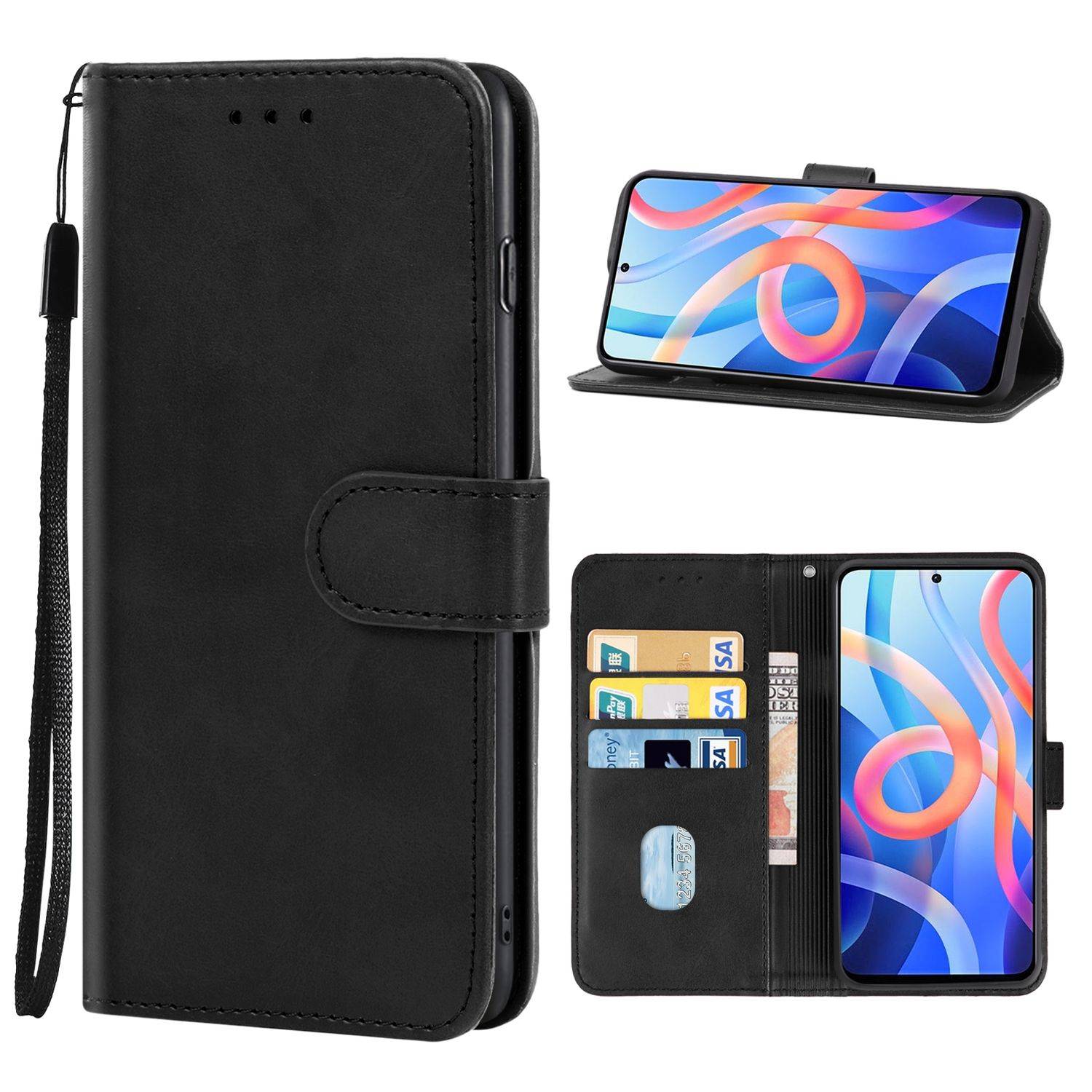 Hülle kompatibel mit Xiaomi Redmi Note 11T 5G Kunstleder Handyhülle - Handy Case Schwarz