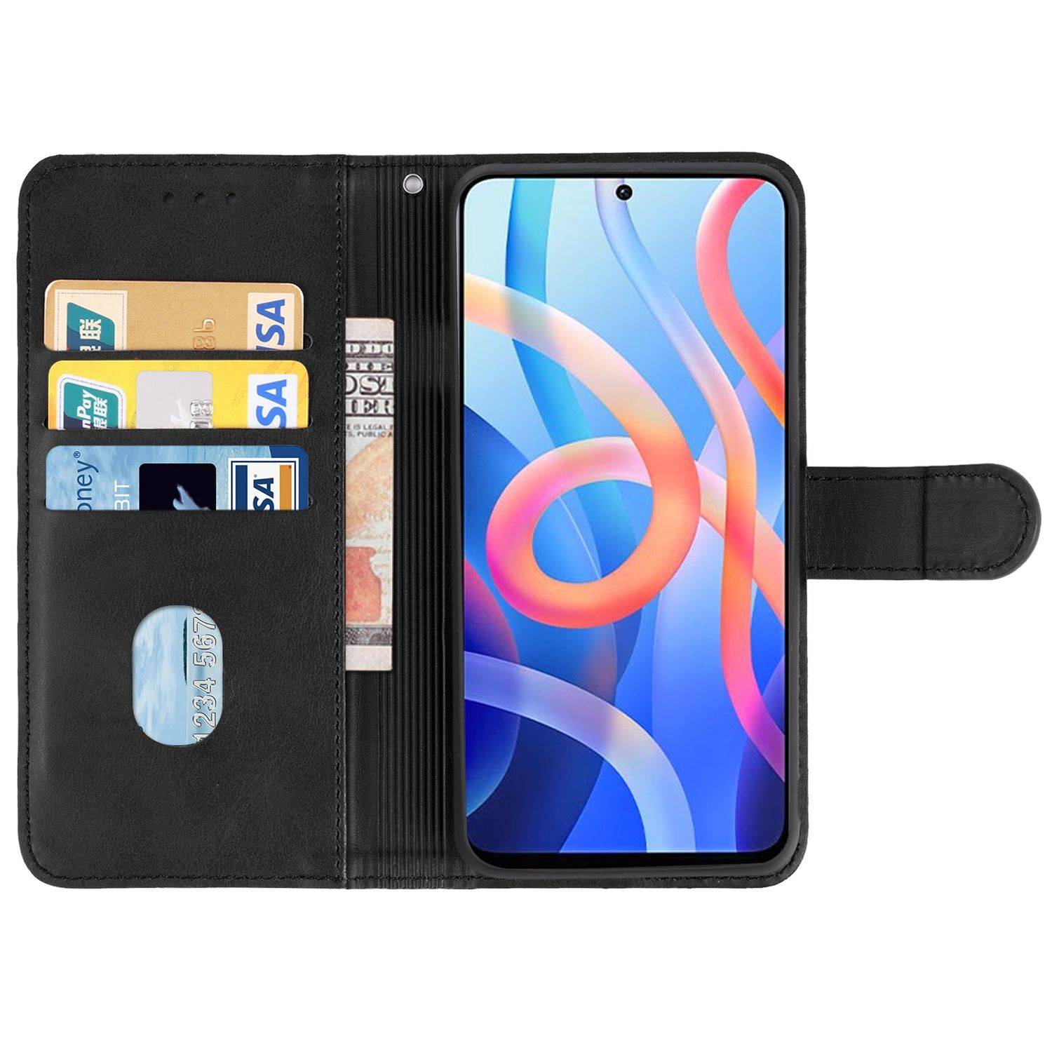 Hülle kompatibel mit Xiaomi Redmi Note 11T 5G Kunstleder Handyhülle - Handy Case Schwarz