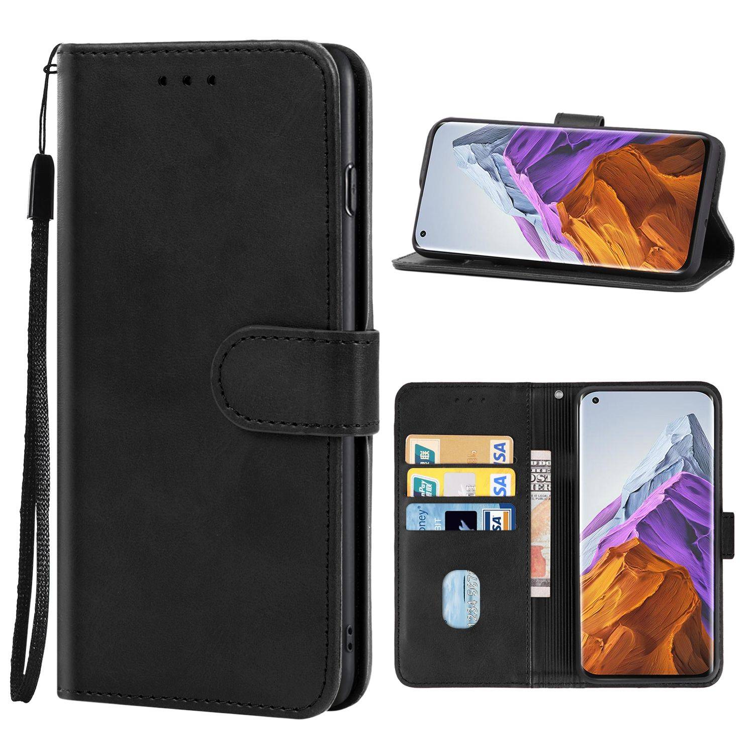 Hülle kompatibel mit Xiaomi Mi 11 Pro Kunstleder Handyhülle - Handy Case Schwarz
