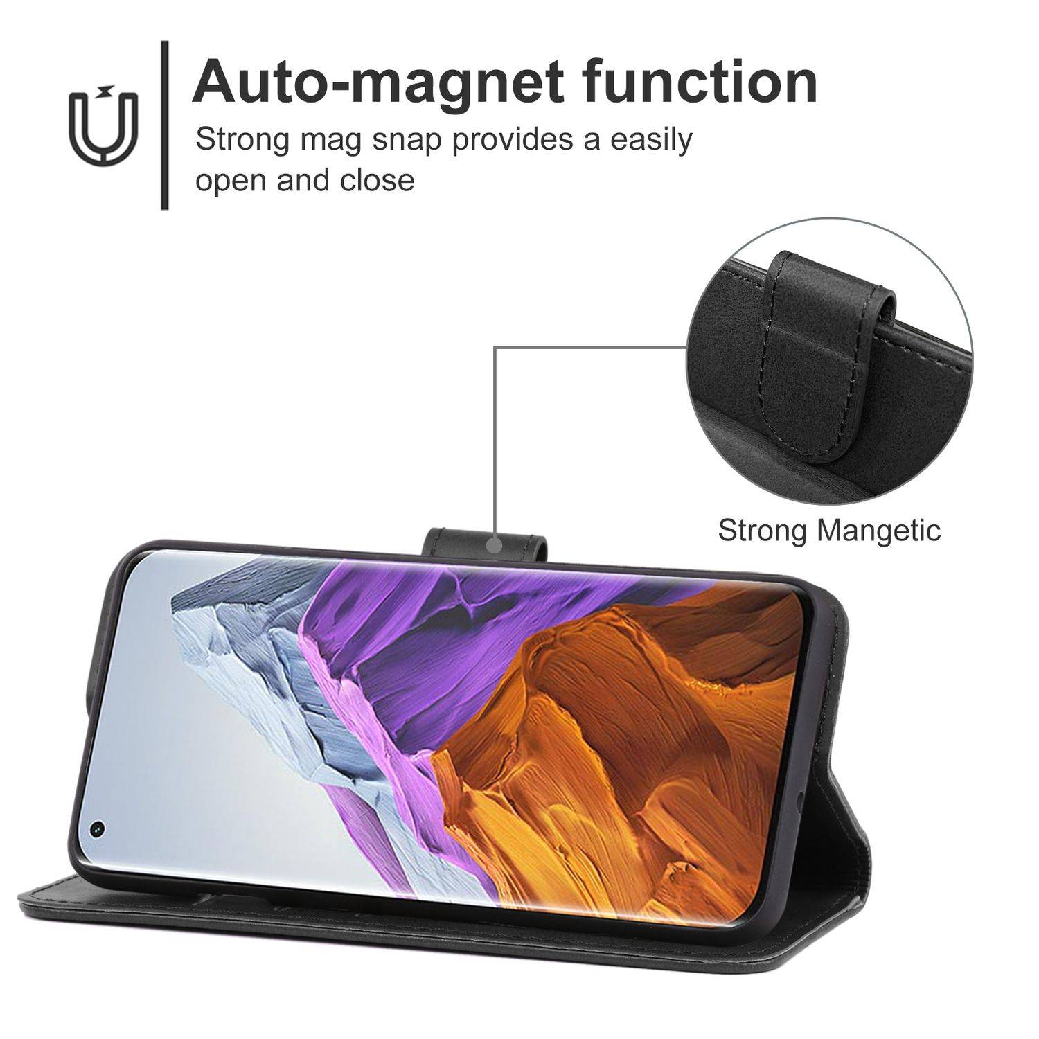 Hülle kompatibel mit Xiaomi Mi 11 Pro Kunstleder Handyhülle - Handy Case Schwarz