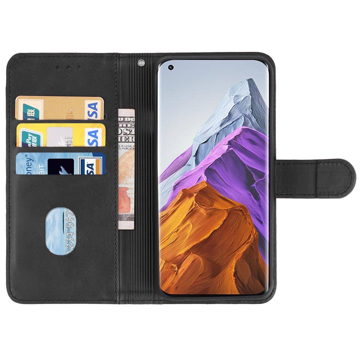 Hülle kompatibel mit Xiaomi Mi 11 Pro Kunstleder Handyhülle - Handy Case Schwarz
