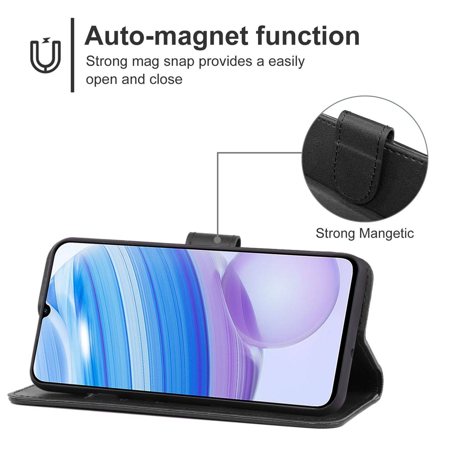 Hülle kompatibel mit Xiaomi Redmi 10X Pro 5G Kunstleder Handyhülle - Handy Case Schwarz