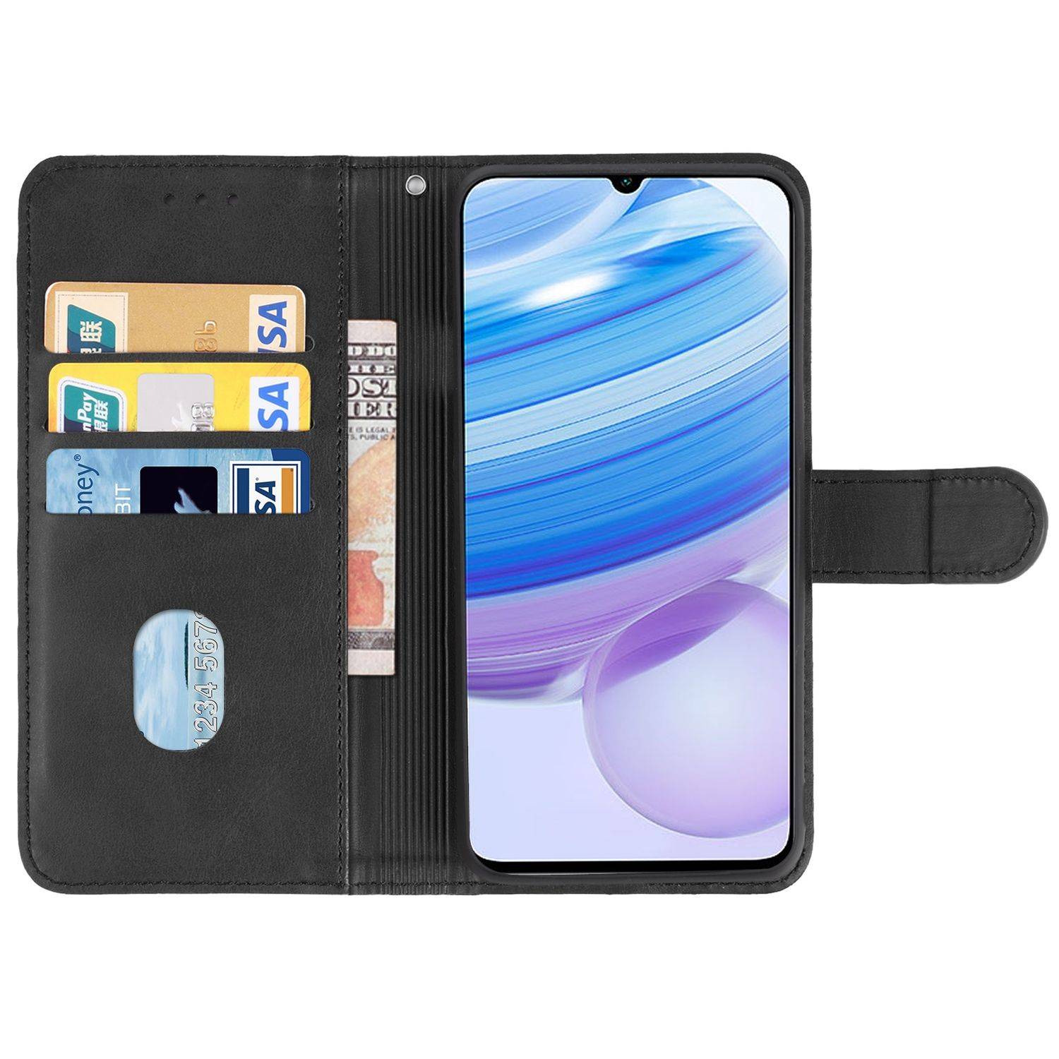 Hülle kompatibel mit Xiaomi Redmi 10X Pro 5G Kunstleder Handyhülle - Handy Case Schwarz