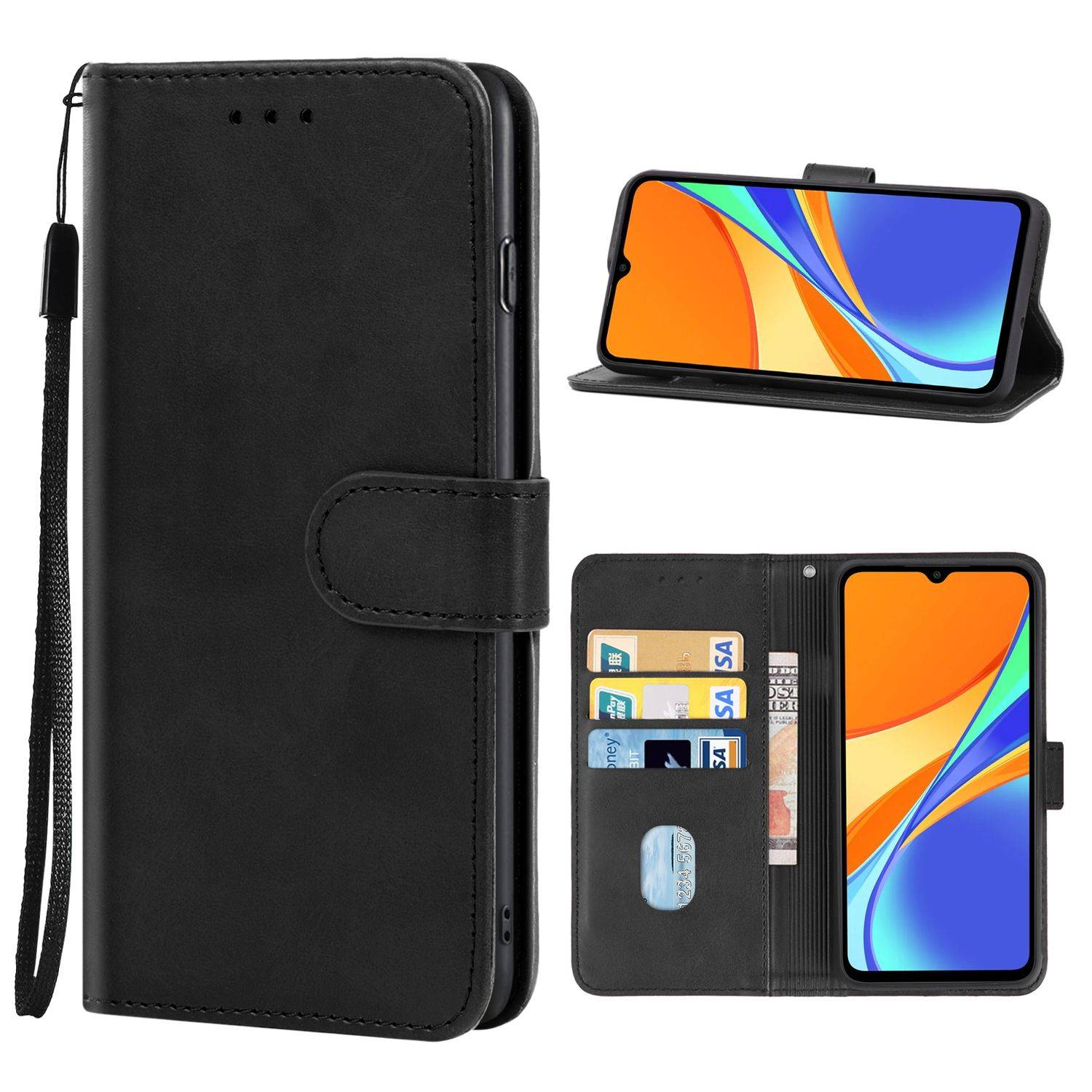 Hülle kompatibel mit Xiaomi Redmi 10A / Redmi 9C Kunstleder Handyhülle - Handy Case Schwarz