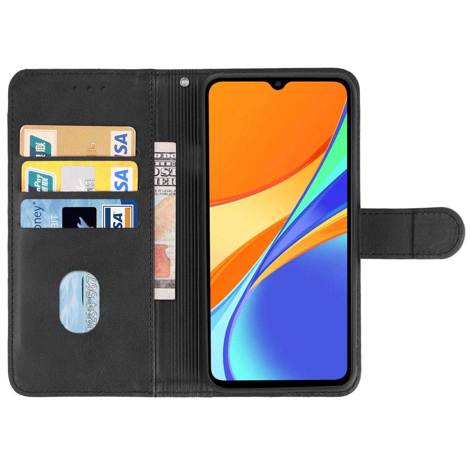 Hülle kompatibel mit Xiaomi Redmi 10A / Redmi 9C Kunstleder Handyhülle - Handy Case Schwarz