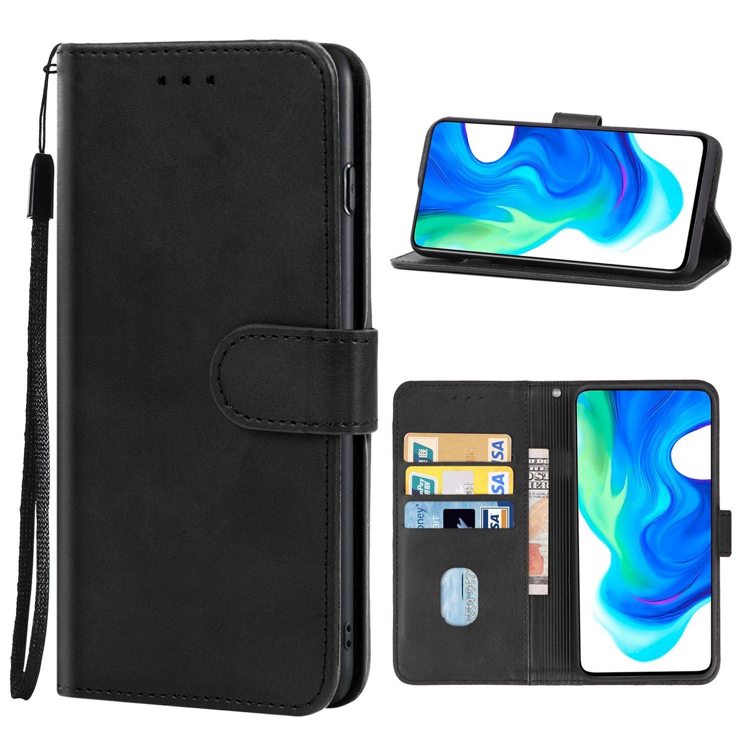 Hülle kompatibel mit Xiaomi Poco F2 Pro Kunstleder Handyhülle - Handy Case Schwarz