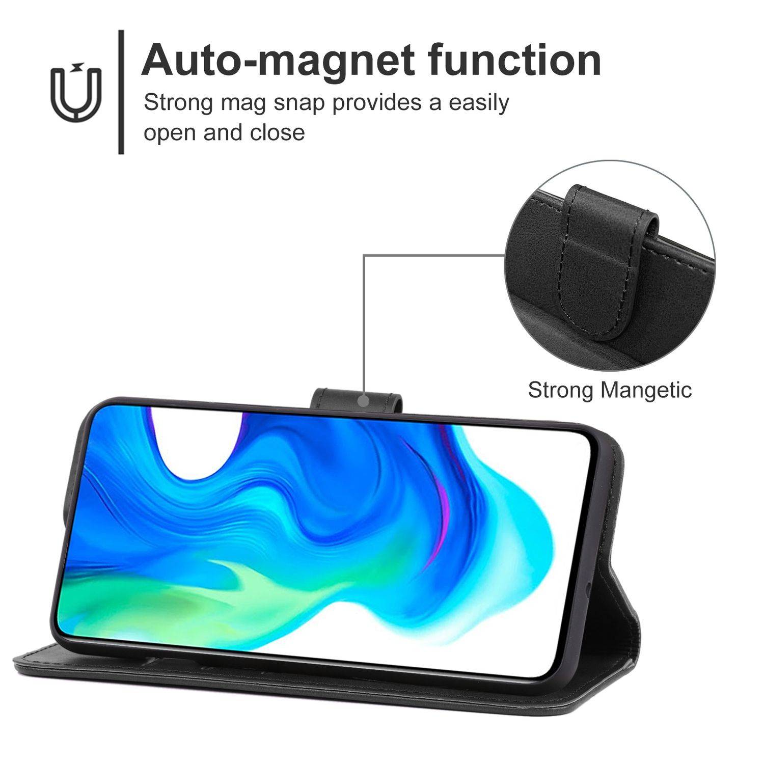 Hülle kompatibel mit Xiaomi Poco F2 Pro Kunstleder Handyhülle - Handy Case Schwarz