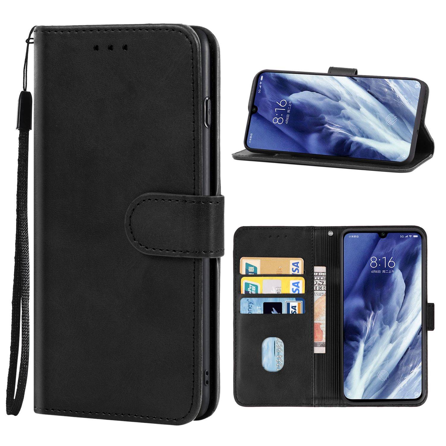 Hülle kompatibel mit Xiaomi Mi 9 Pro Kunstleder Handyhülle - Handy Case Schwarz