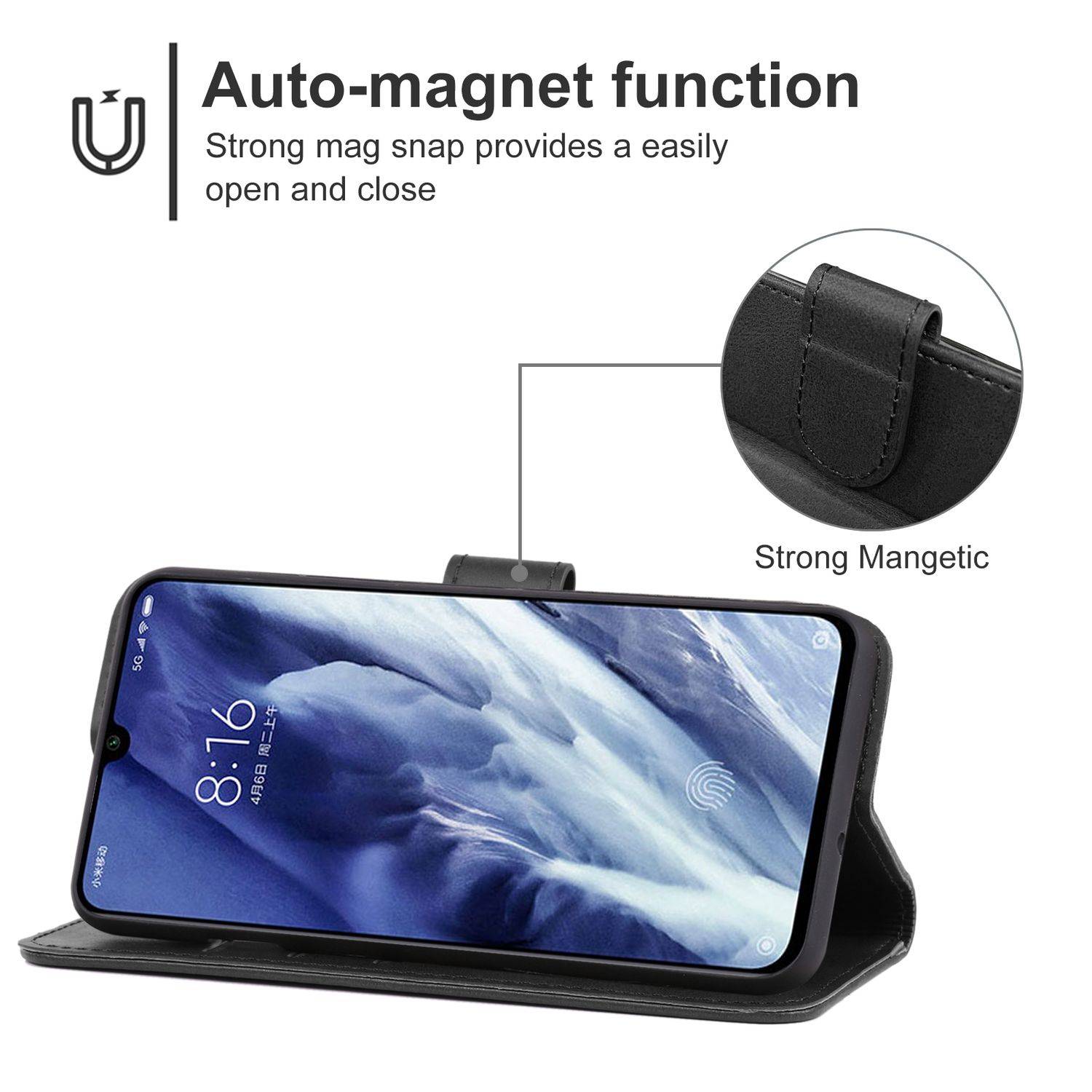 Hülle kompatibel mit Xiaomi Mi 9 Pro Kunstleder Handyhülle - Handy Case Schwarz