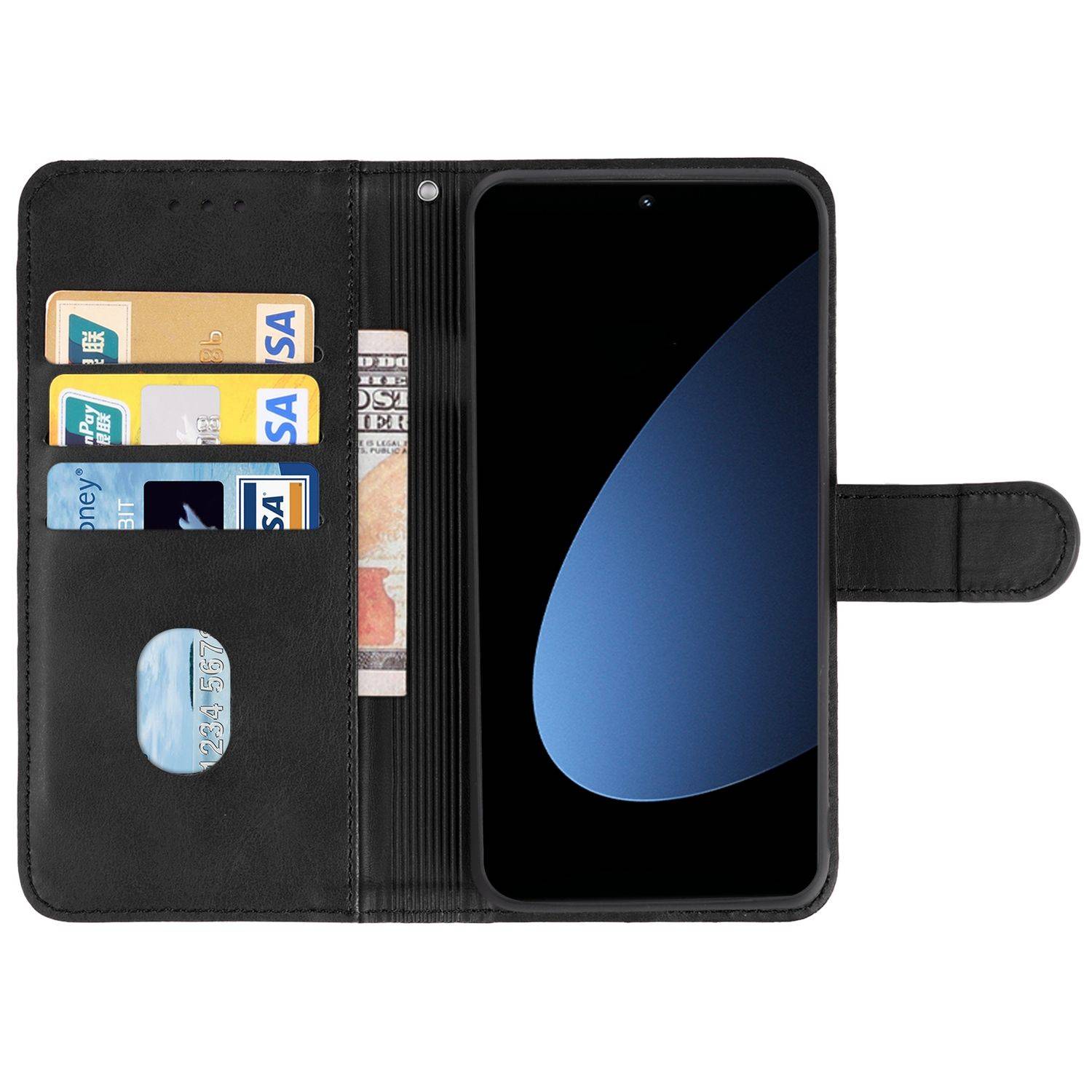 Hülle kompatibel mit Xiaomi 12S Pro Kunstleder Handyhülle - Handy Case Schwarz