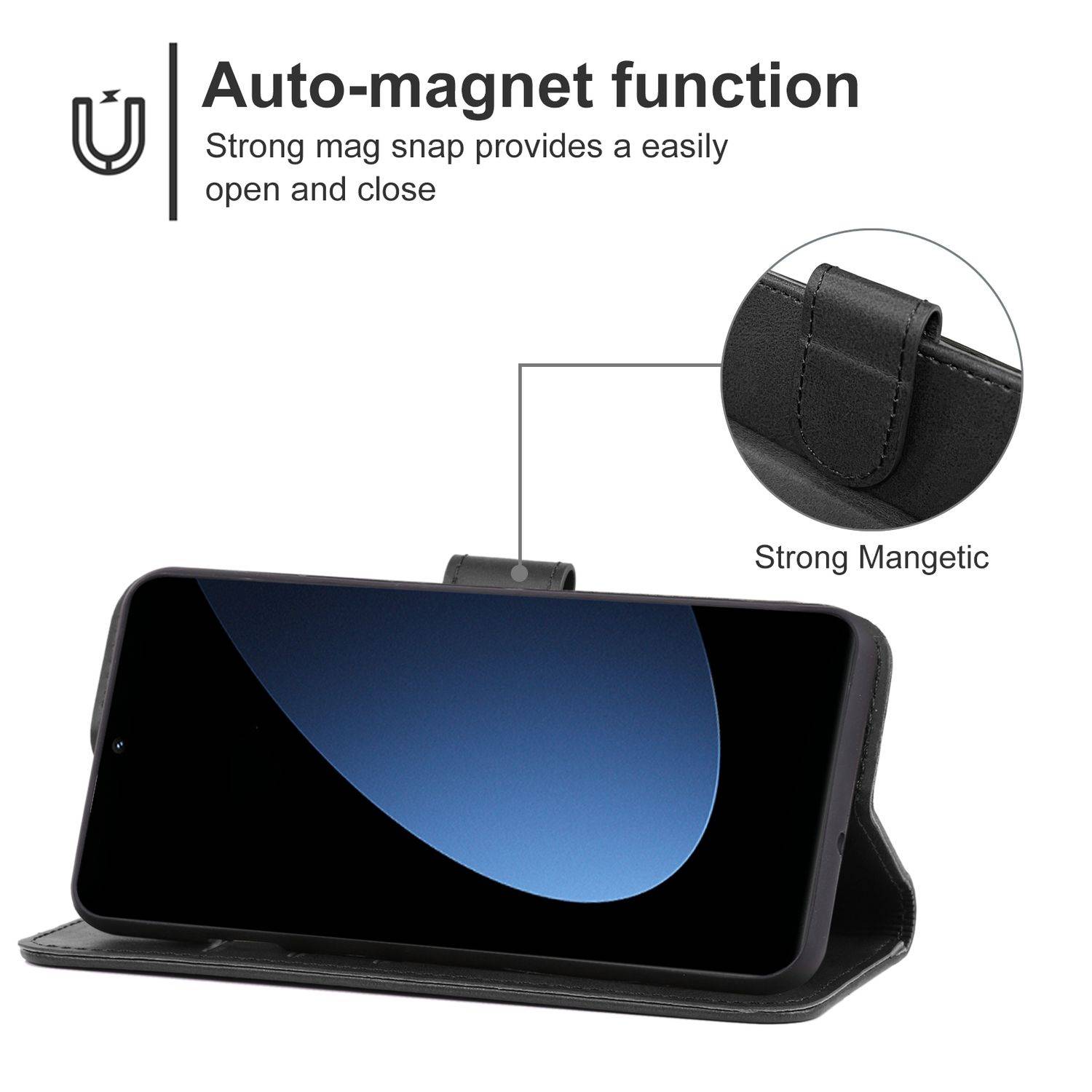 Hülle kompatibel mit Xiaomi 12S Kunstleder Handyhülle - Handy Case Schwarz