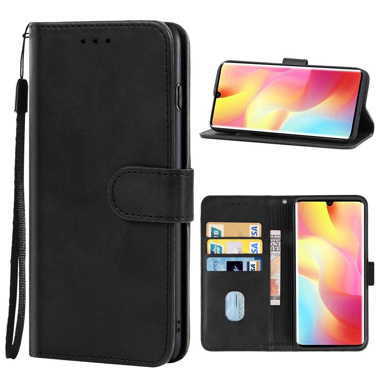 Hülle kompatibel mit Xiaomi Mi Note 10 Lite Kunstleder Handyhülle - Handy Case Schwarz
