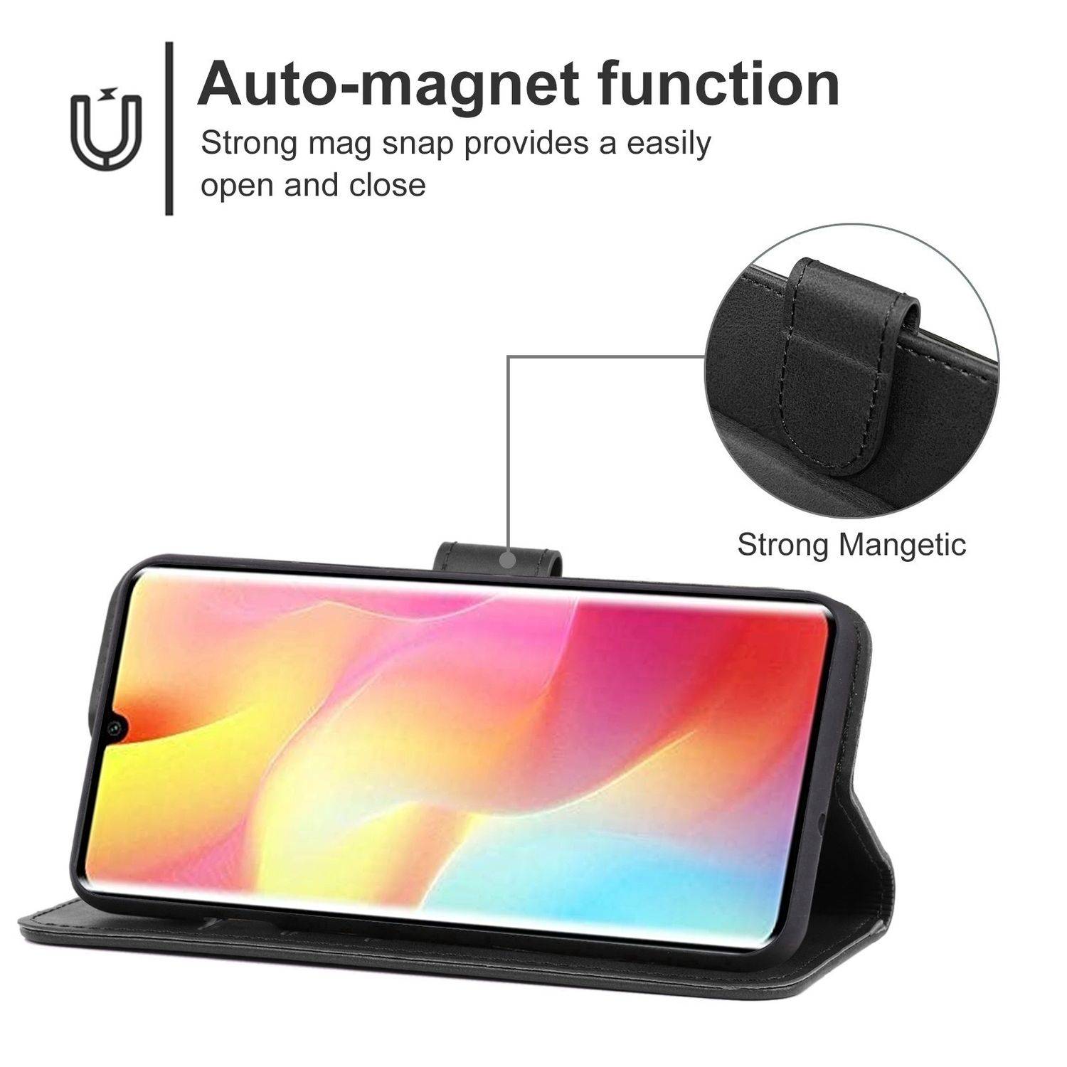 Hülle kompatibel mit Xiaomi Mi Note 10 Lite Kunstleder Handyhülle - Handy Case Schwarz