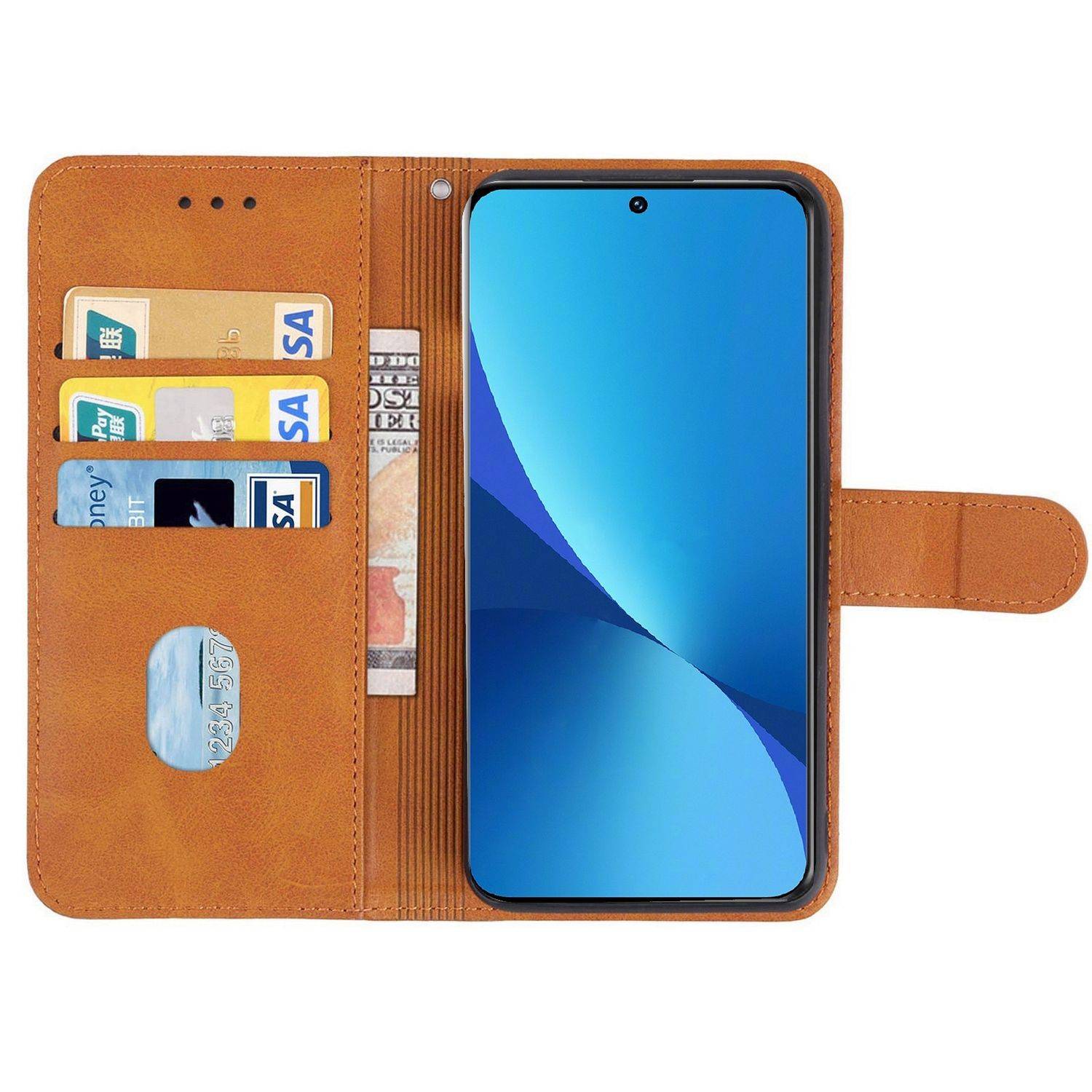 Hülle kompatibel mit Xiaomi 12 Pro Kunstleder Handyhülle - Handy Case Braun