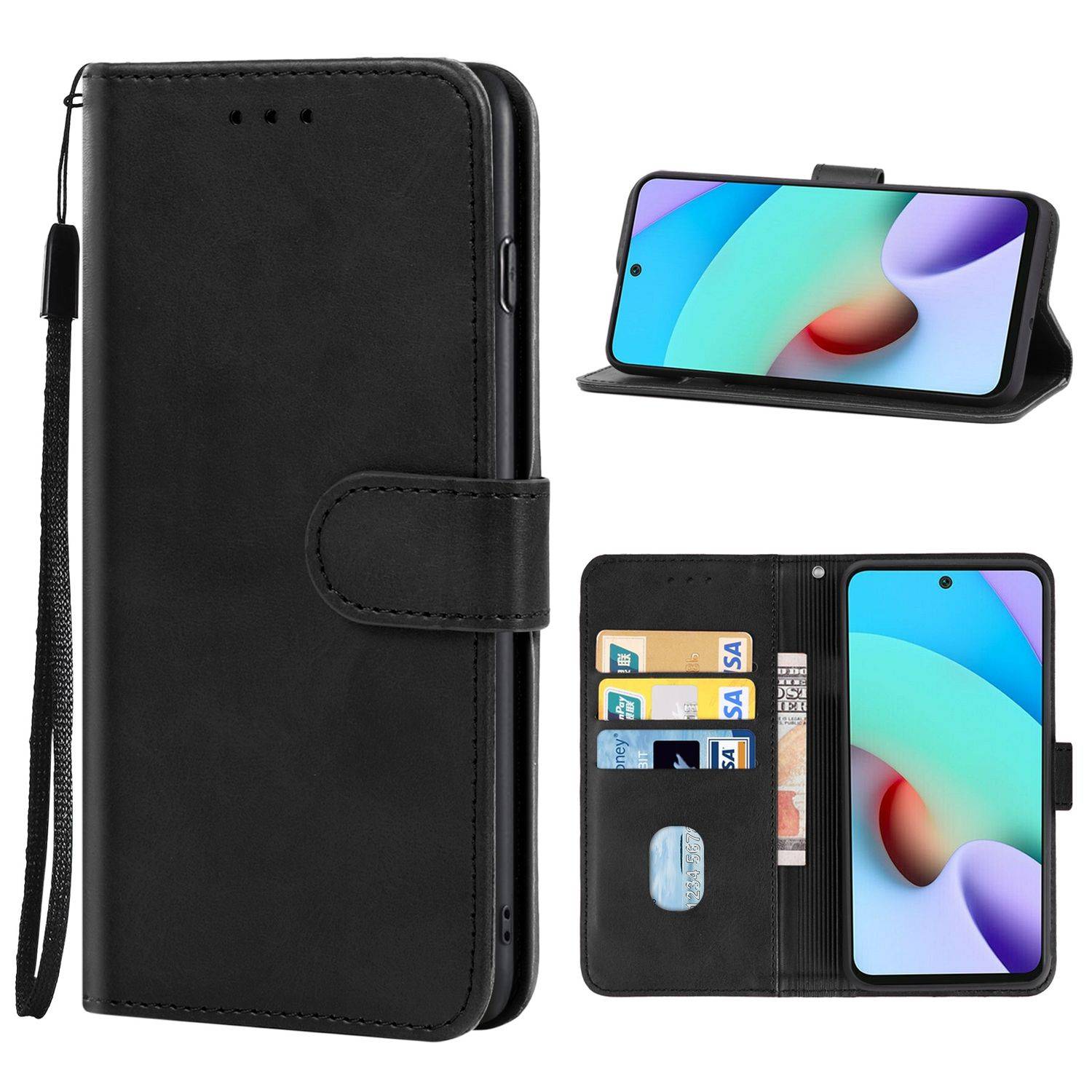 Hülle kompatibel mit Xiaomi Redmi Note 11 4G Global Kunstleder Handyhülle - Handy Case Schwarz