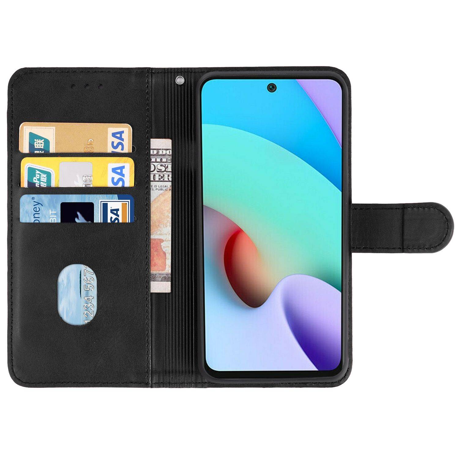 Hülle kompatibel mit Xiaomi Redmi Note 11 4G Global Kunstleder Handyhülle - Handy Case Schwarz